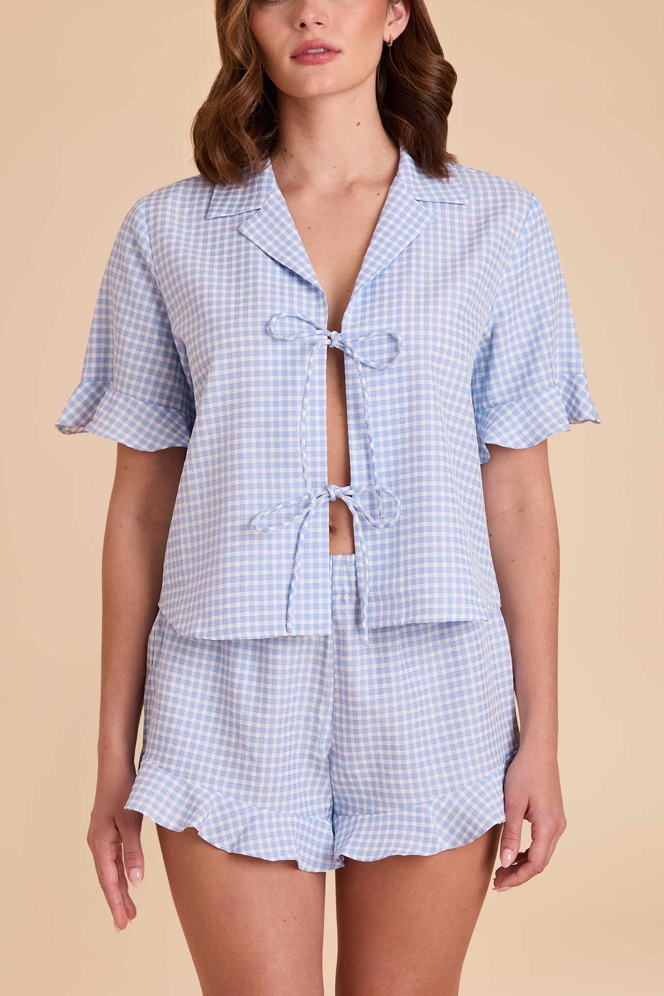 Frankie Gingham Pajama Set - Periwinkle Blue Gingham - Image 6
