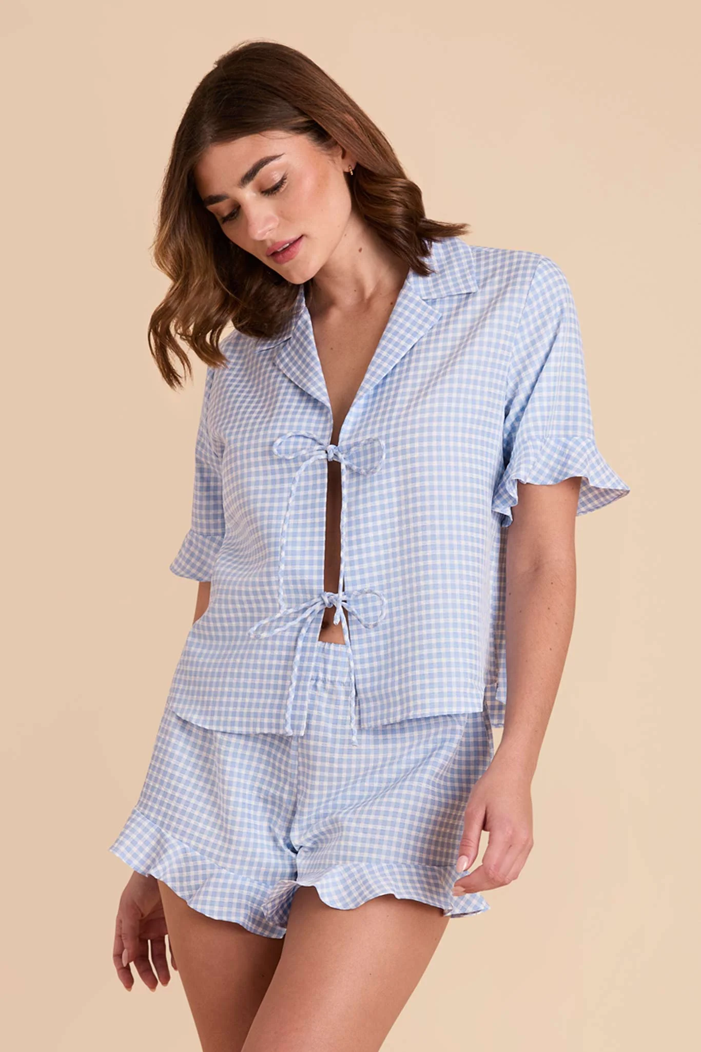 Frankie Gingham Pajama Set - Periwinkle Blue Gingham - Image 7