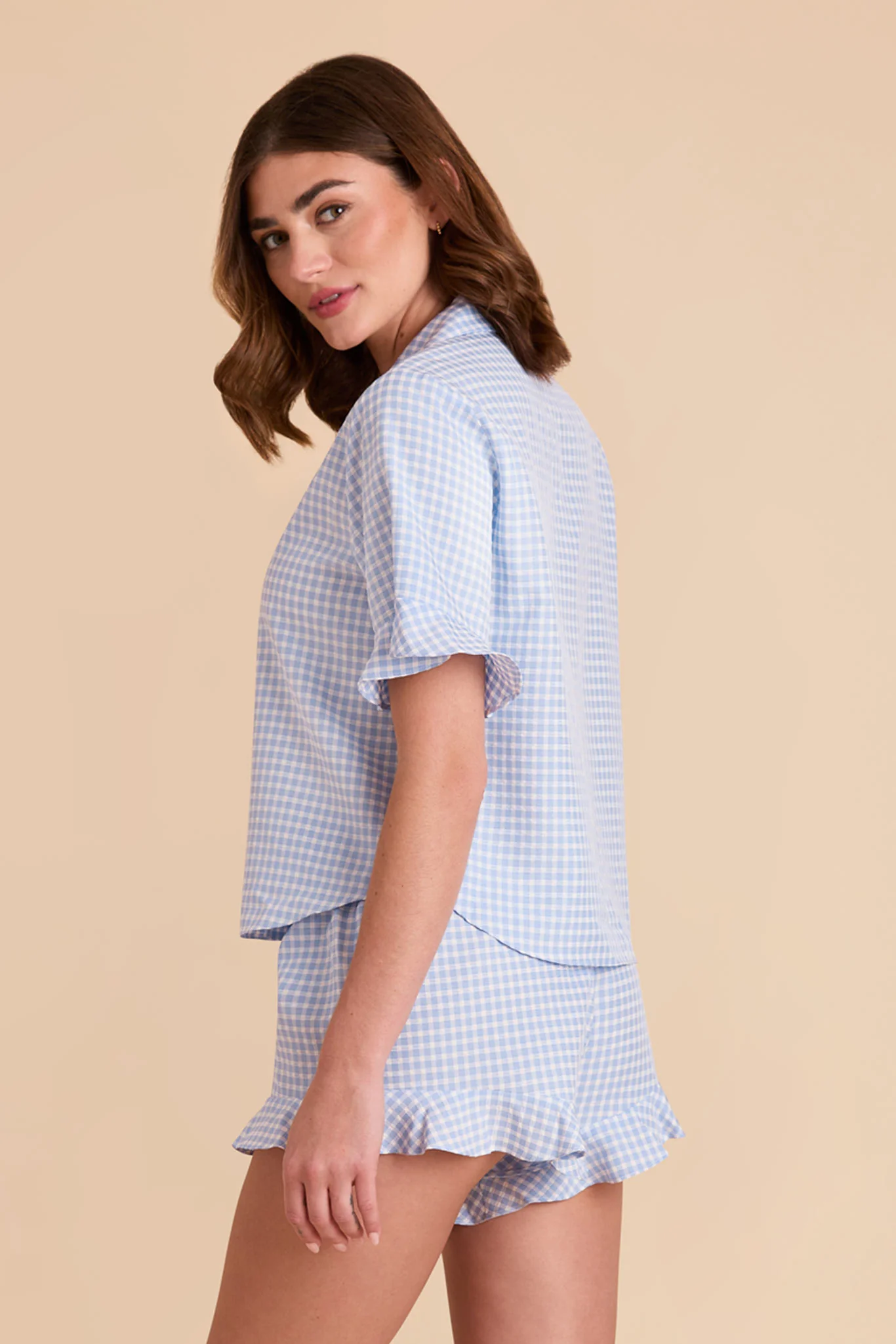 Frankie Gingham Pajama Set - Periwinkle Blue Gingham - Image 8