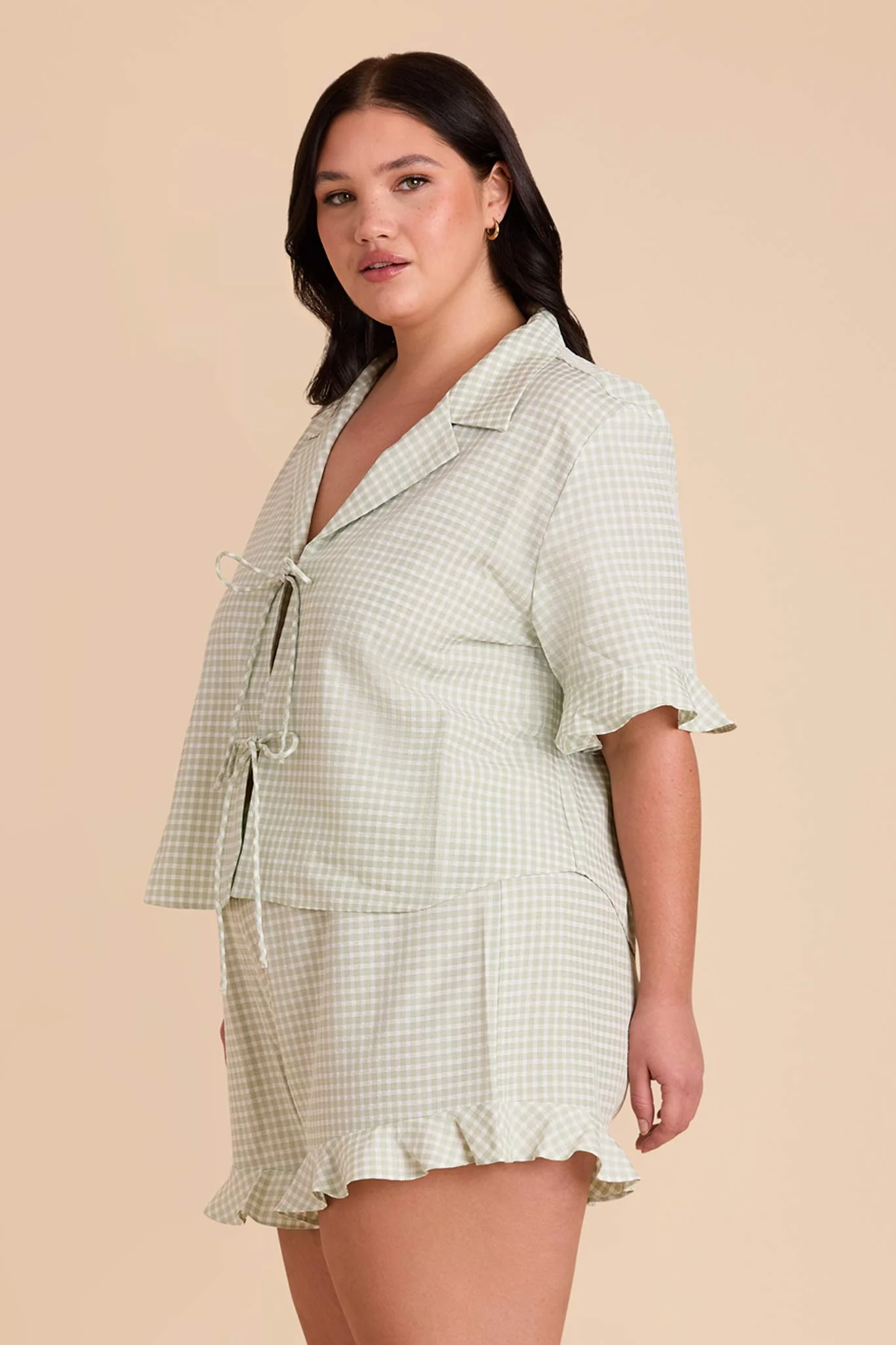 Frankie Gingham Pajama Set - Pistachio Gingham - Image 12