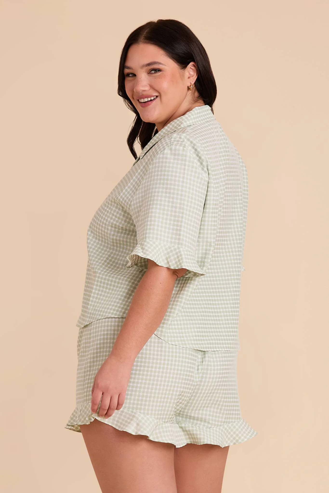 Frankie Gingham Pajama Set - Pistachio Gingham - Image 14