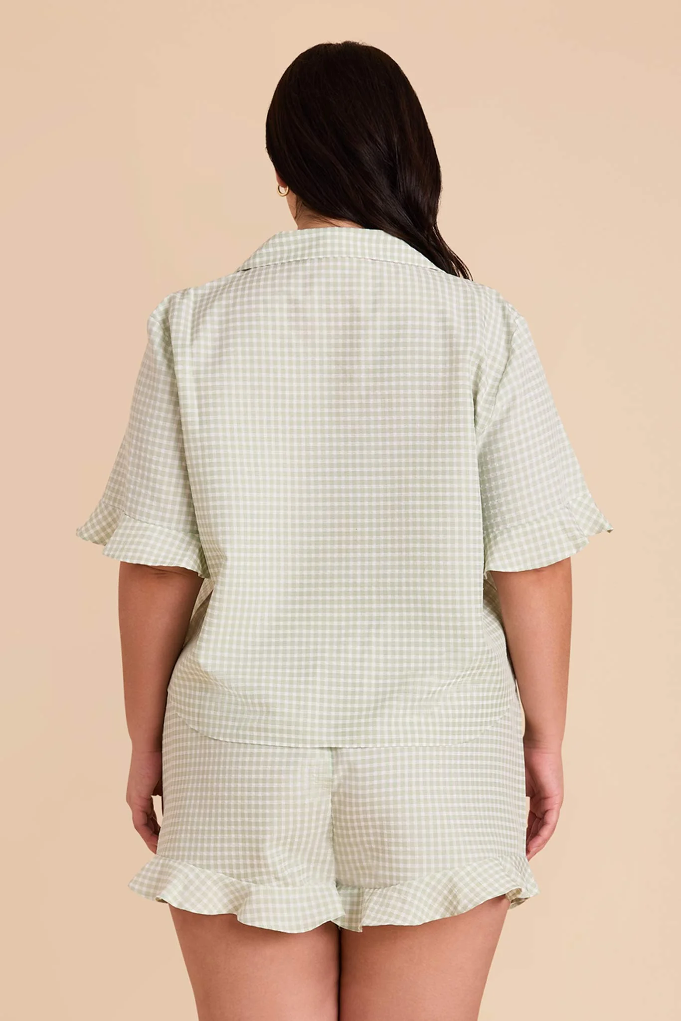 Frankie Gingham Pajama Set - Pistachio Gingham - Image 15