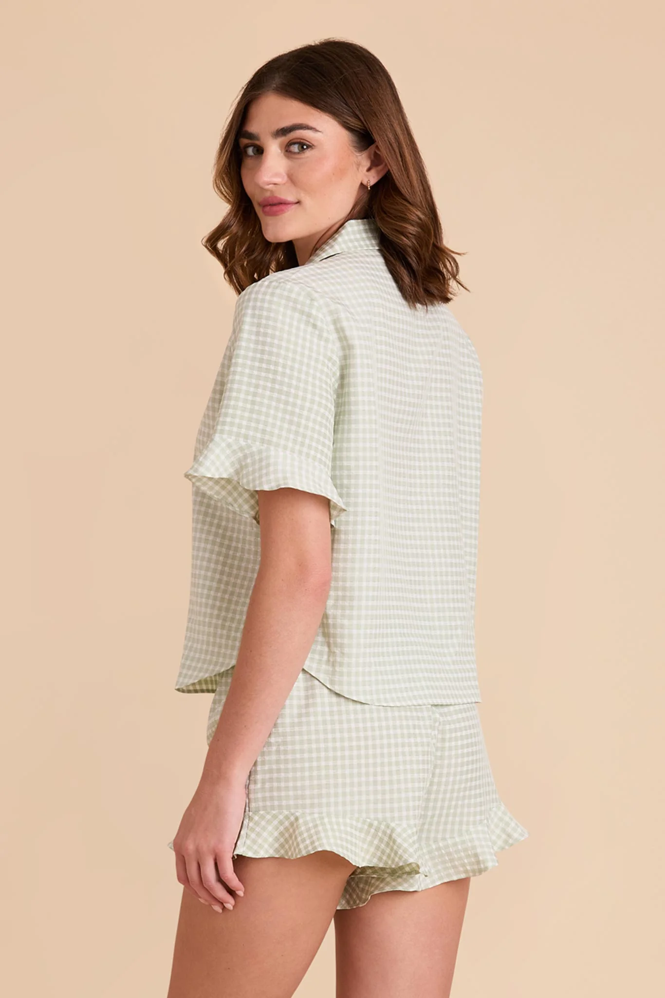 Frankie Gingham Pajama Set - Pistachio Gingham - Image 8