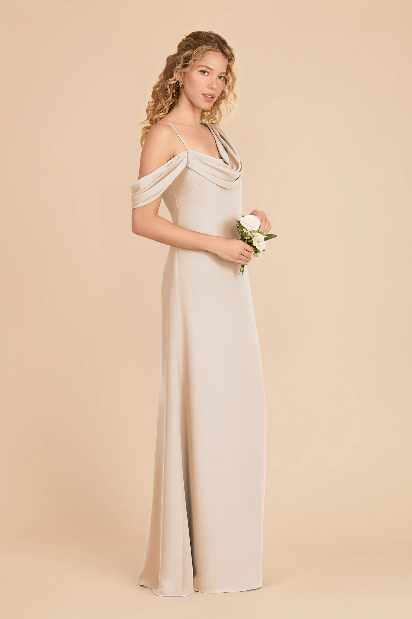Freya Chiffon Dress - Champagne - Image 3