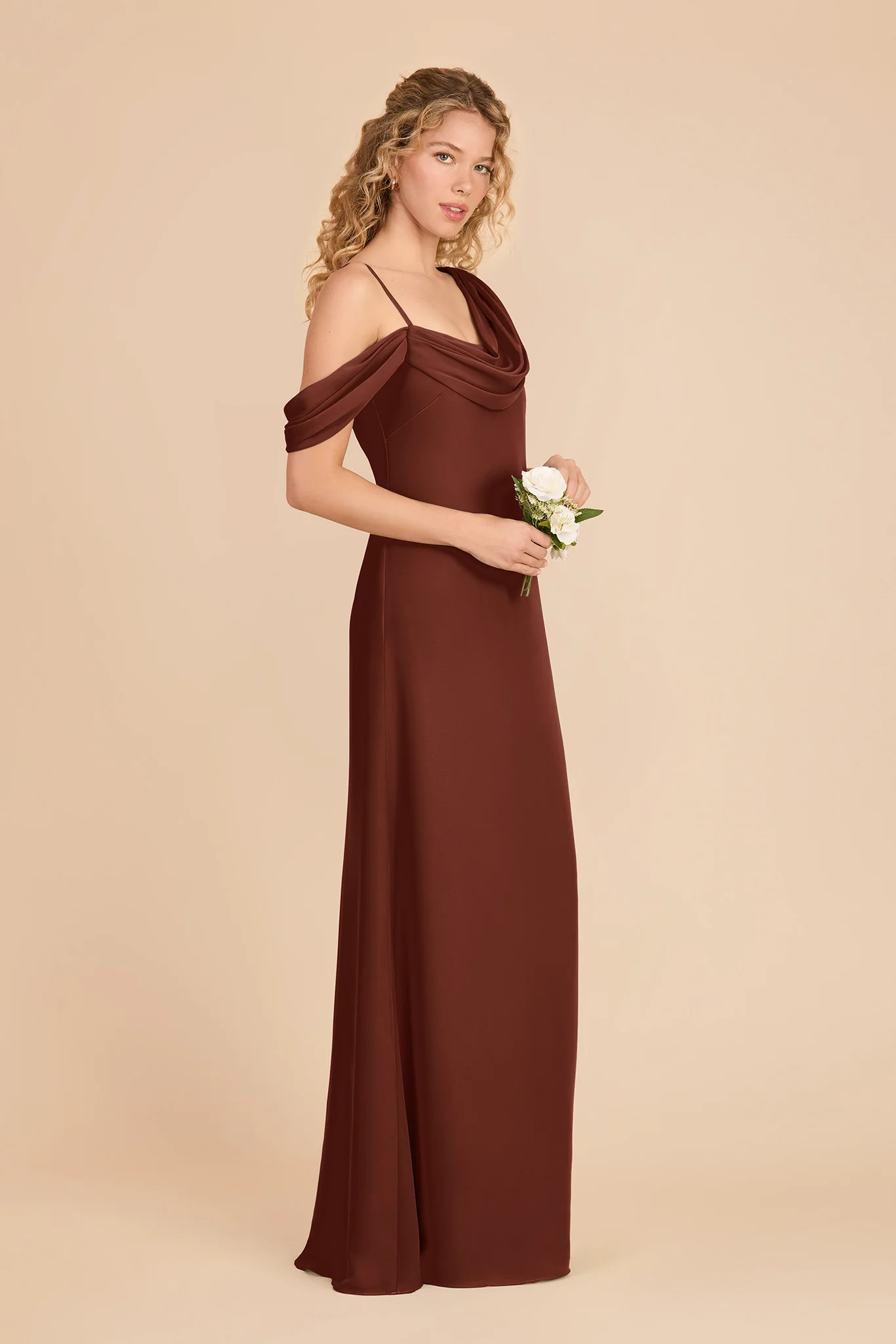 Freya Chiffon Dress - Cognac - Image 3