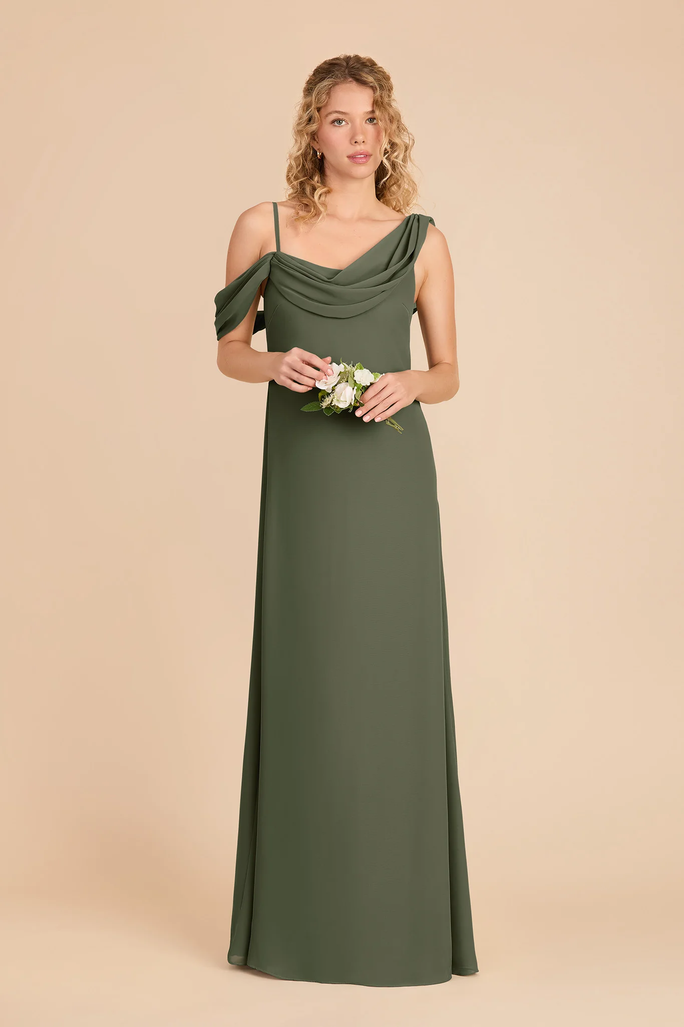 Freya Chiffon Dress - Olive - Image 2