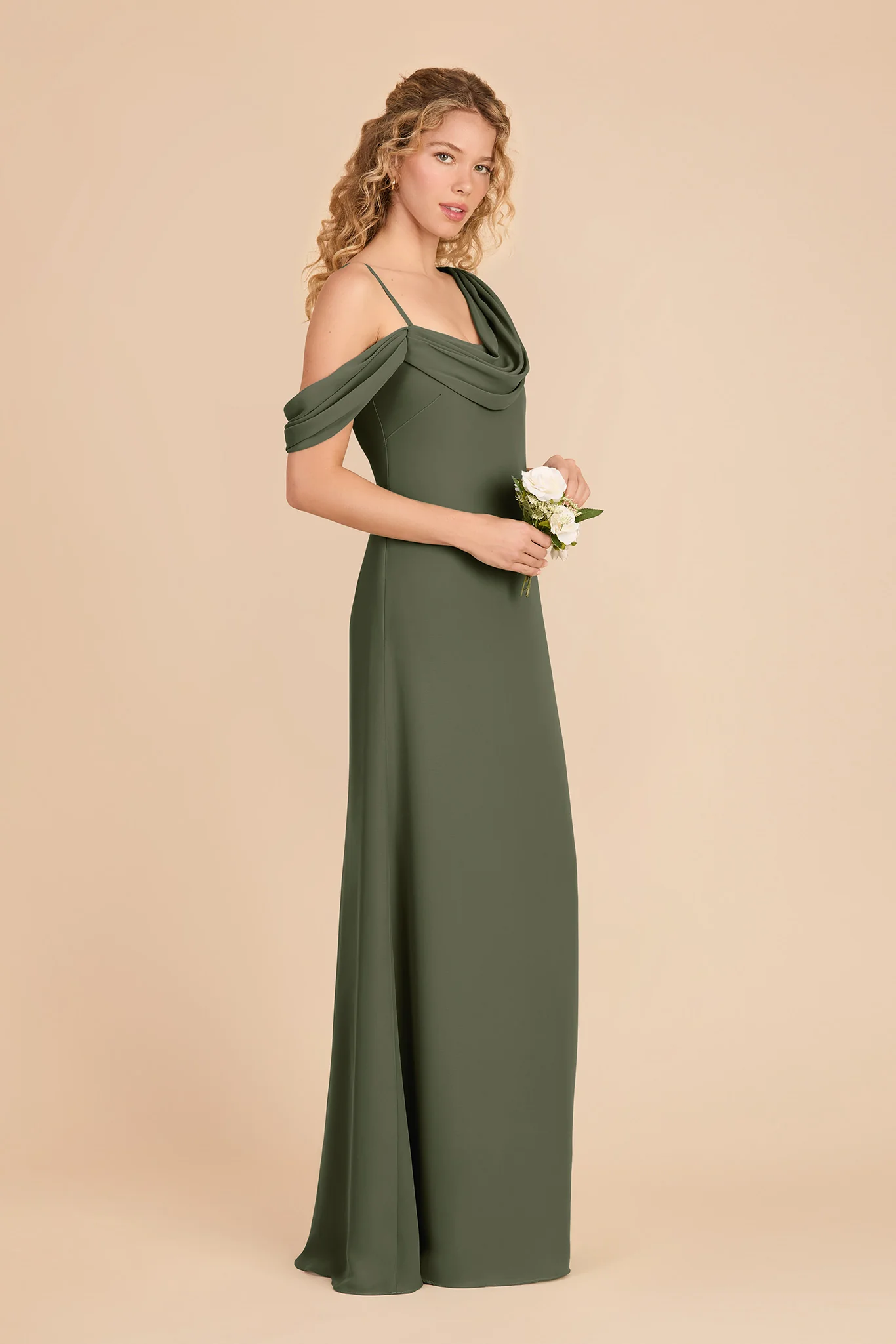 Freya Chiffon Dress - Olive - Image 3