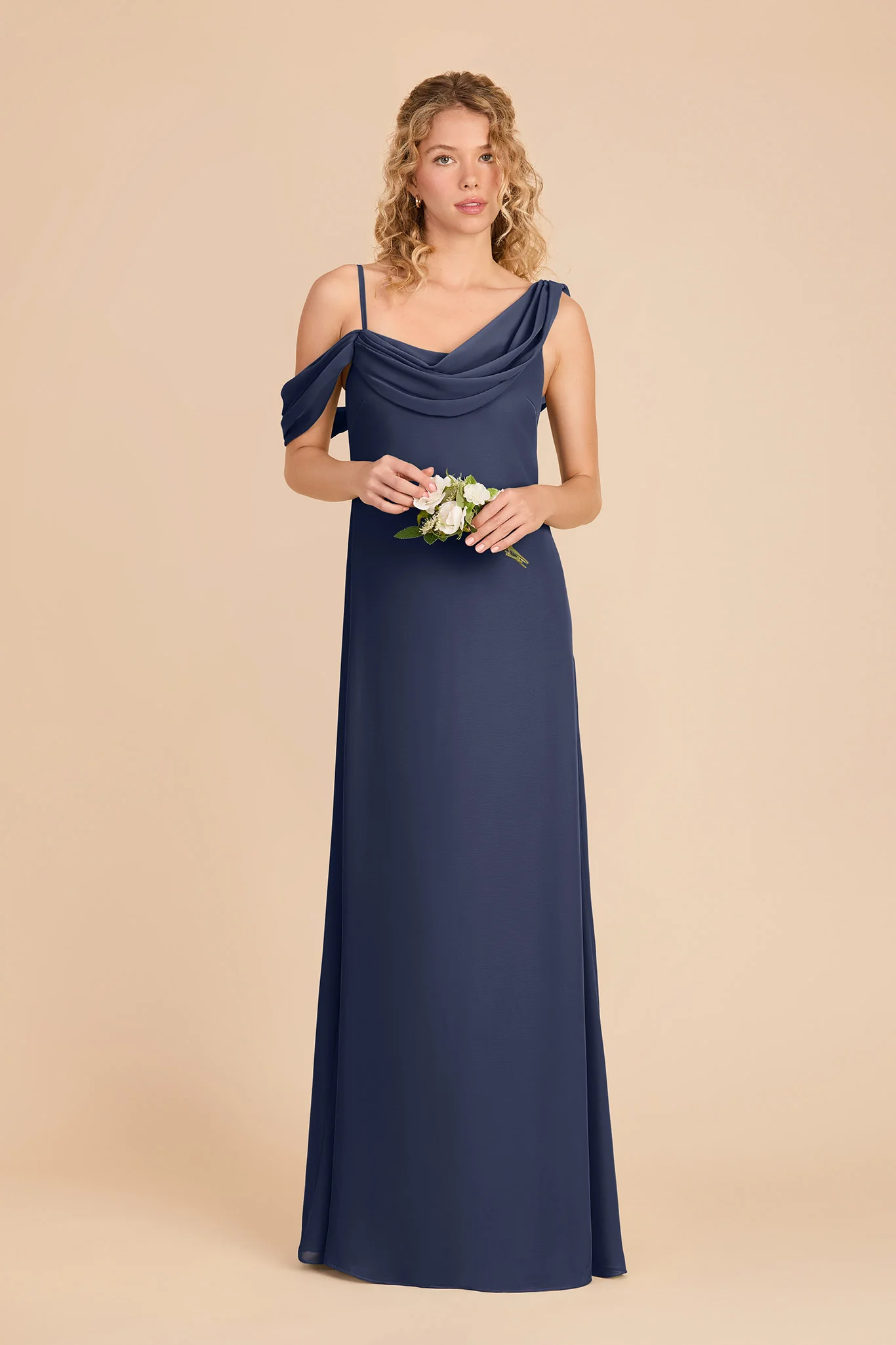 Freya Chiffon Dress - Slate Blue - Image 2