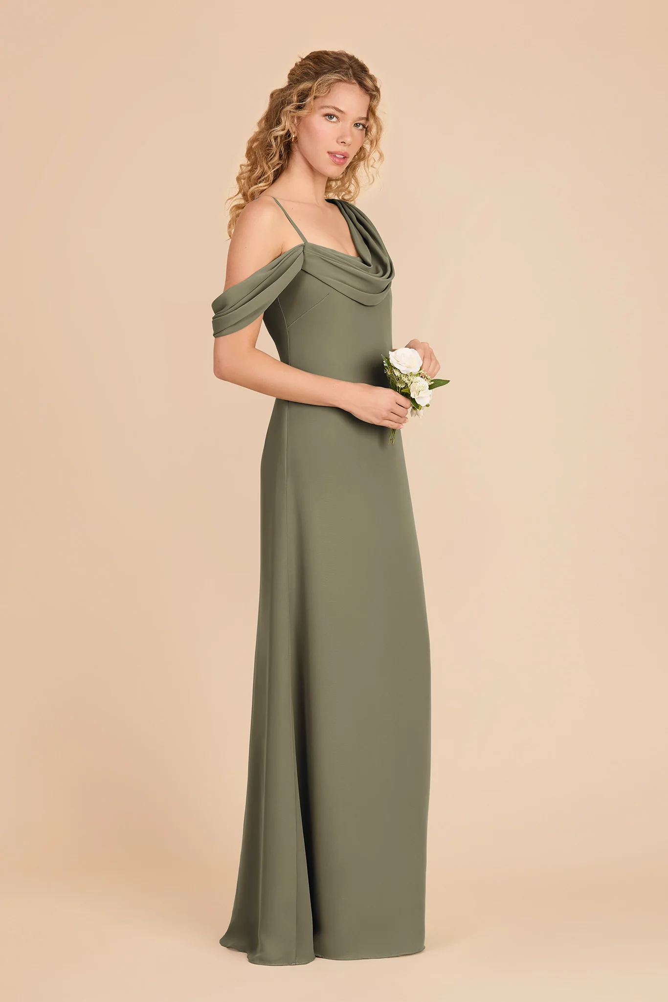 Freya Chiffon Dress - Thyme - Image 3