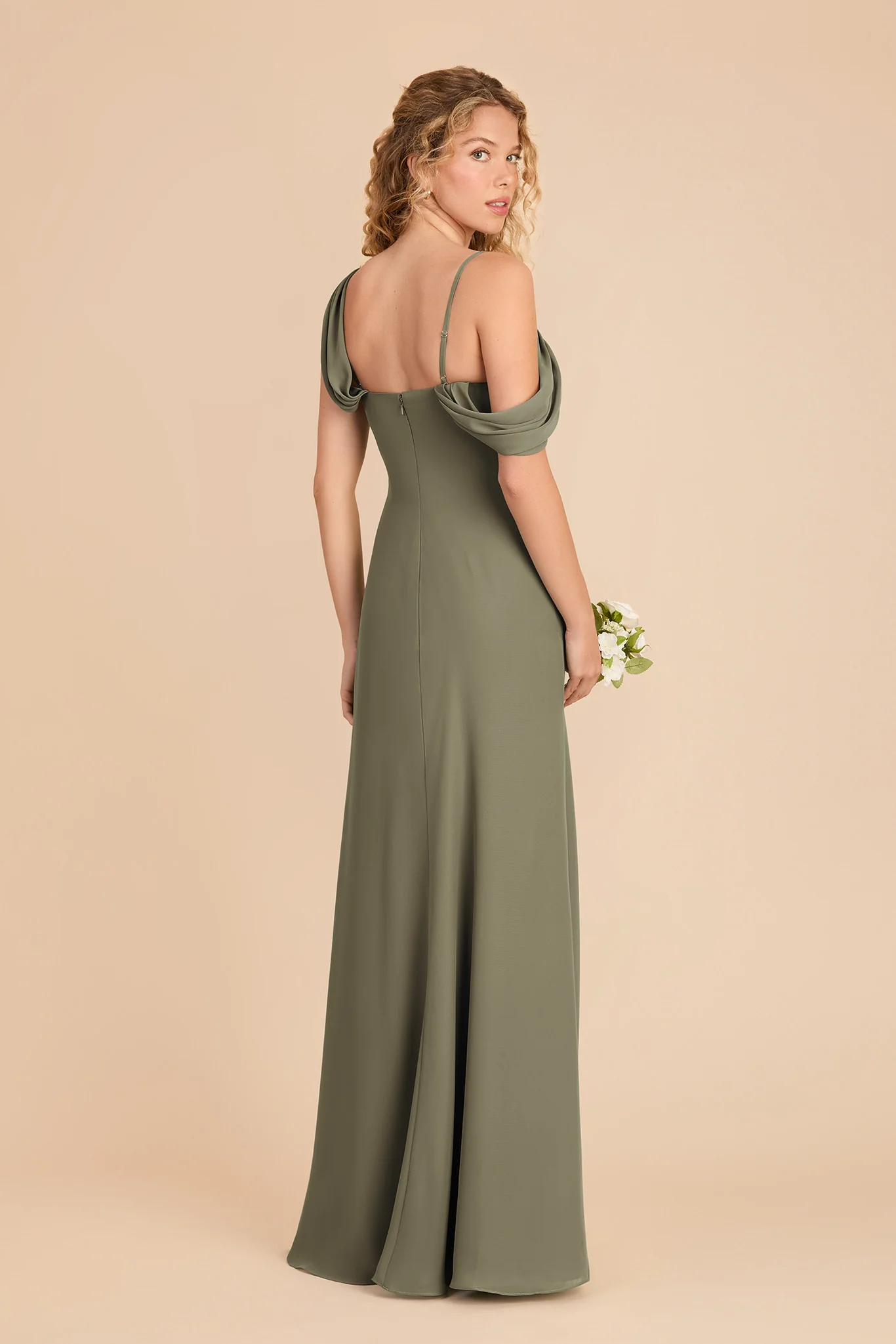Freya Chiffon Dress - Thyme - Image 4