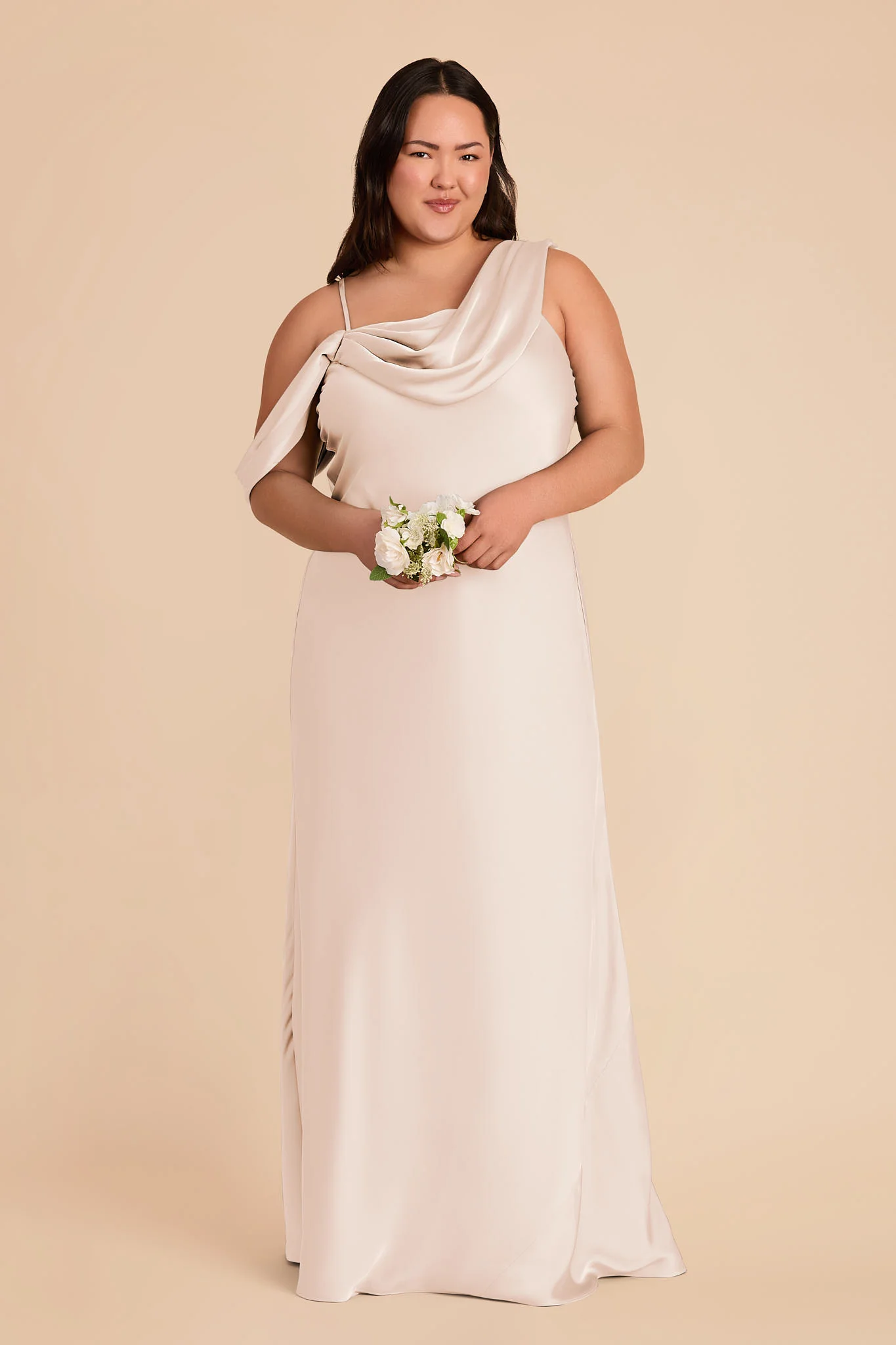 Freya Matte Satin Dress - Champagne - Image 2