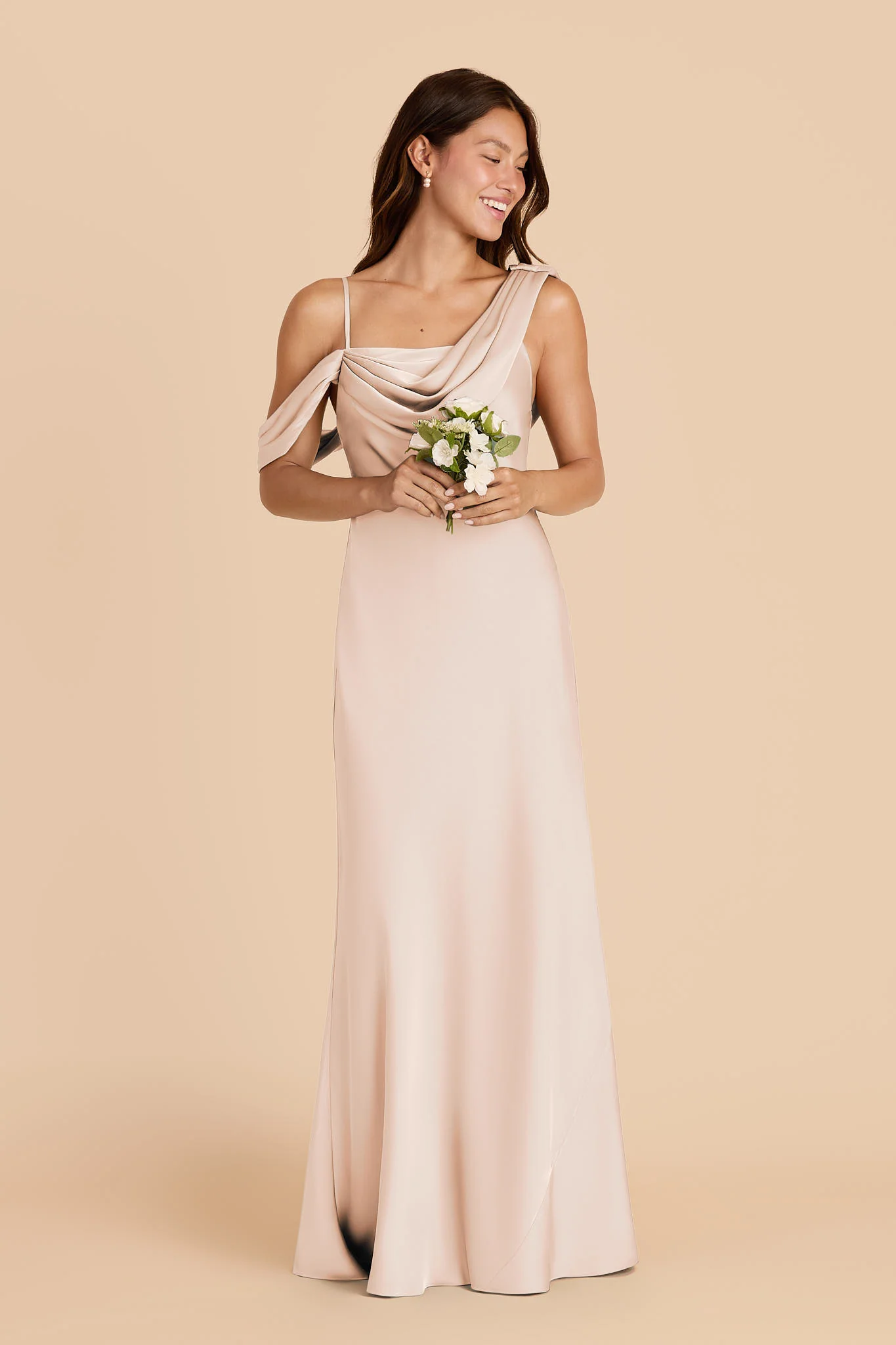Freya Matte Satin Dress - Champagne - Image 3