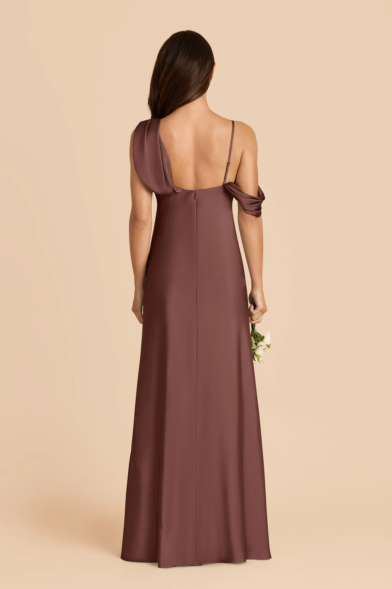 Freya Matte Satin Dress - Chocolate Brown - Image 5