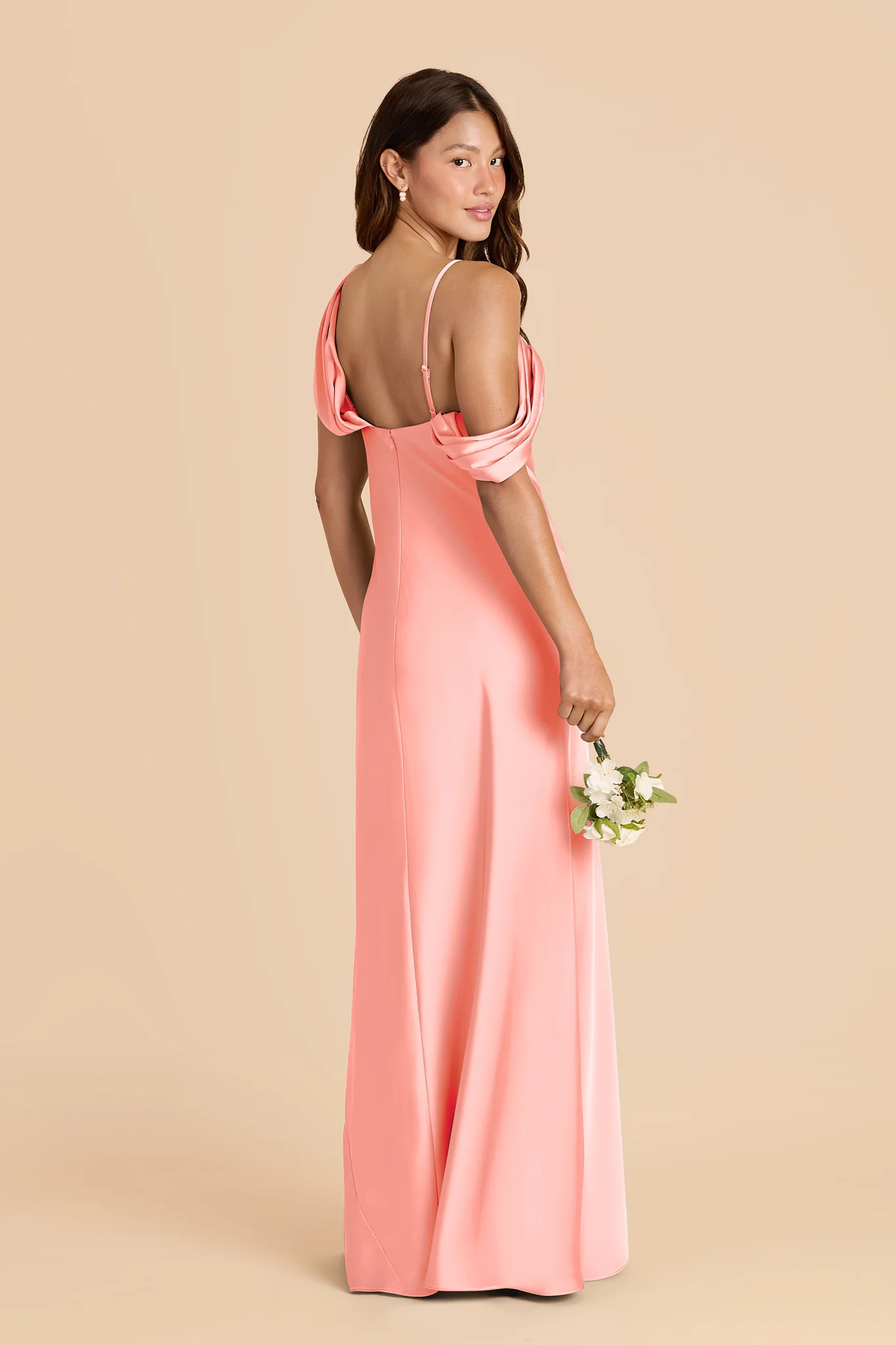 Freya Matte Satin Dress - Coral Pink - Image 4