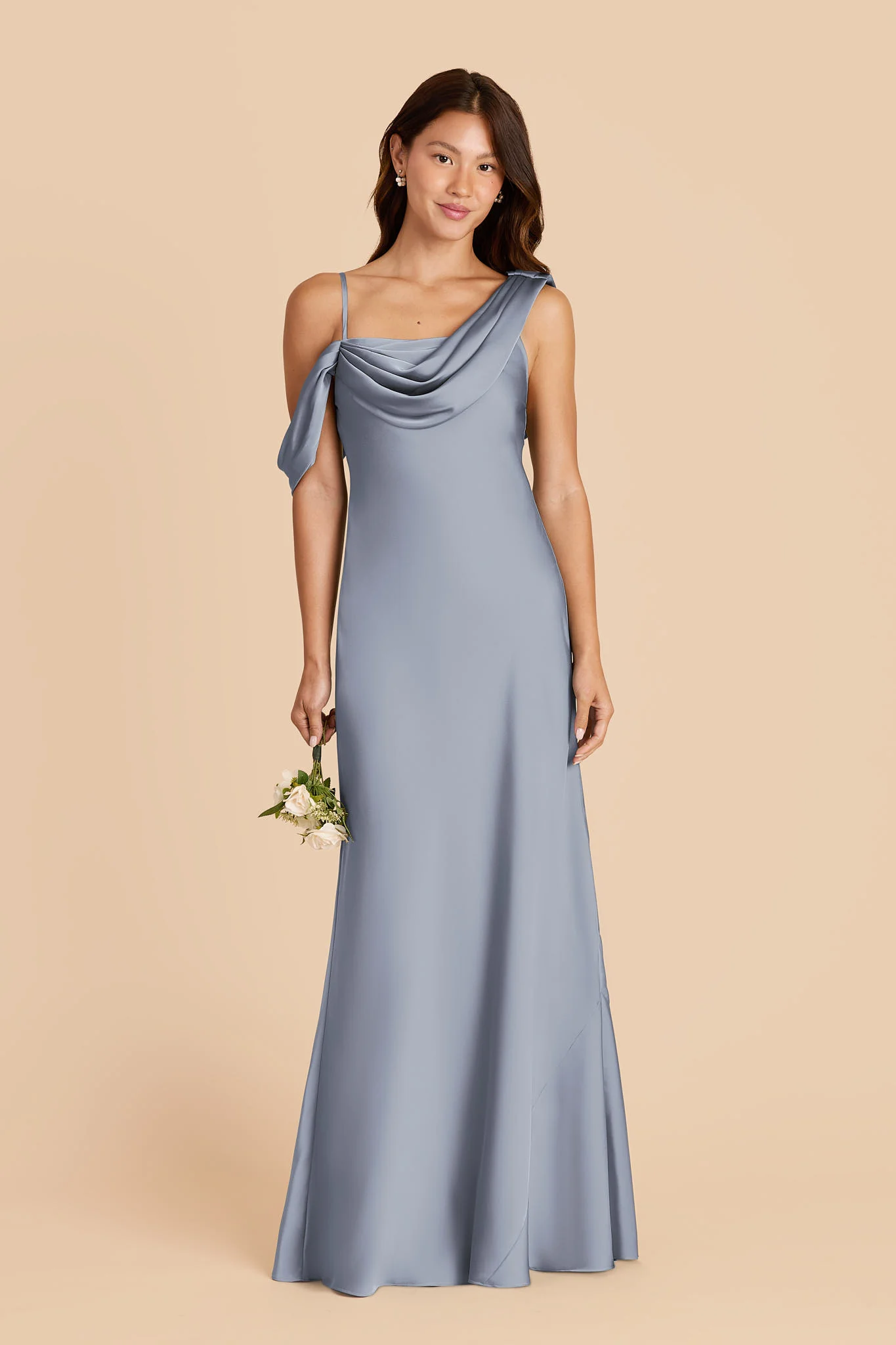 Freya Matte Satin Dress - Dusty Blue