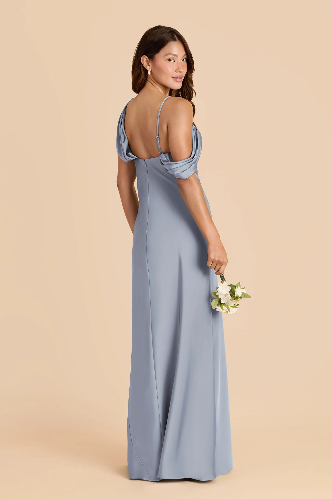 Freya Matte Satin Dress - Dusty Blue - Image 4