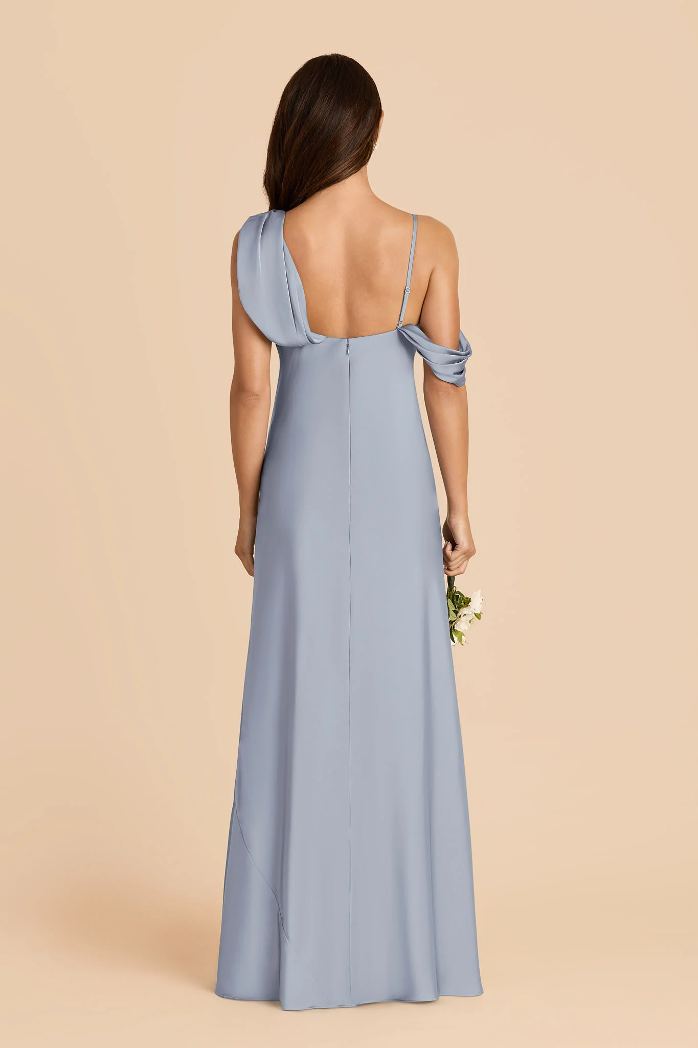 Freya Matte Satin Dress - Dusty Blue - Image 5