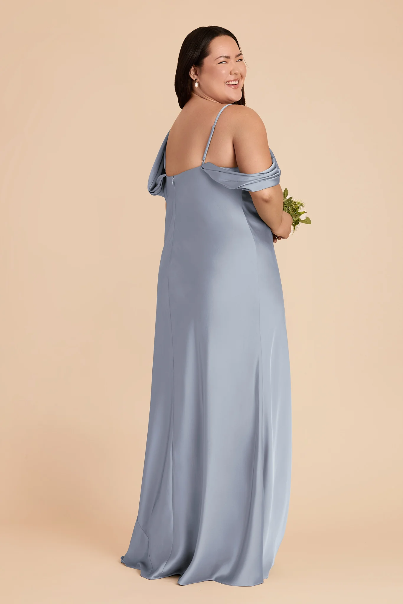Freya Matte Satin Dress - Dusty Blue - Image 6
