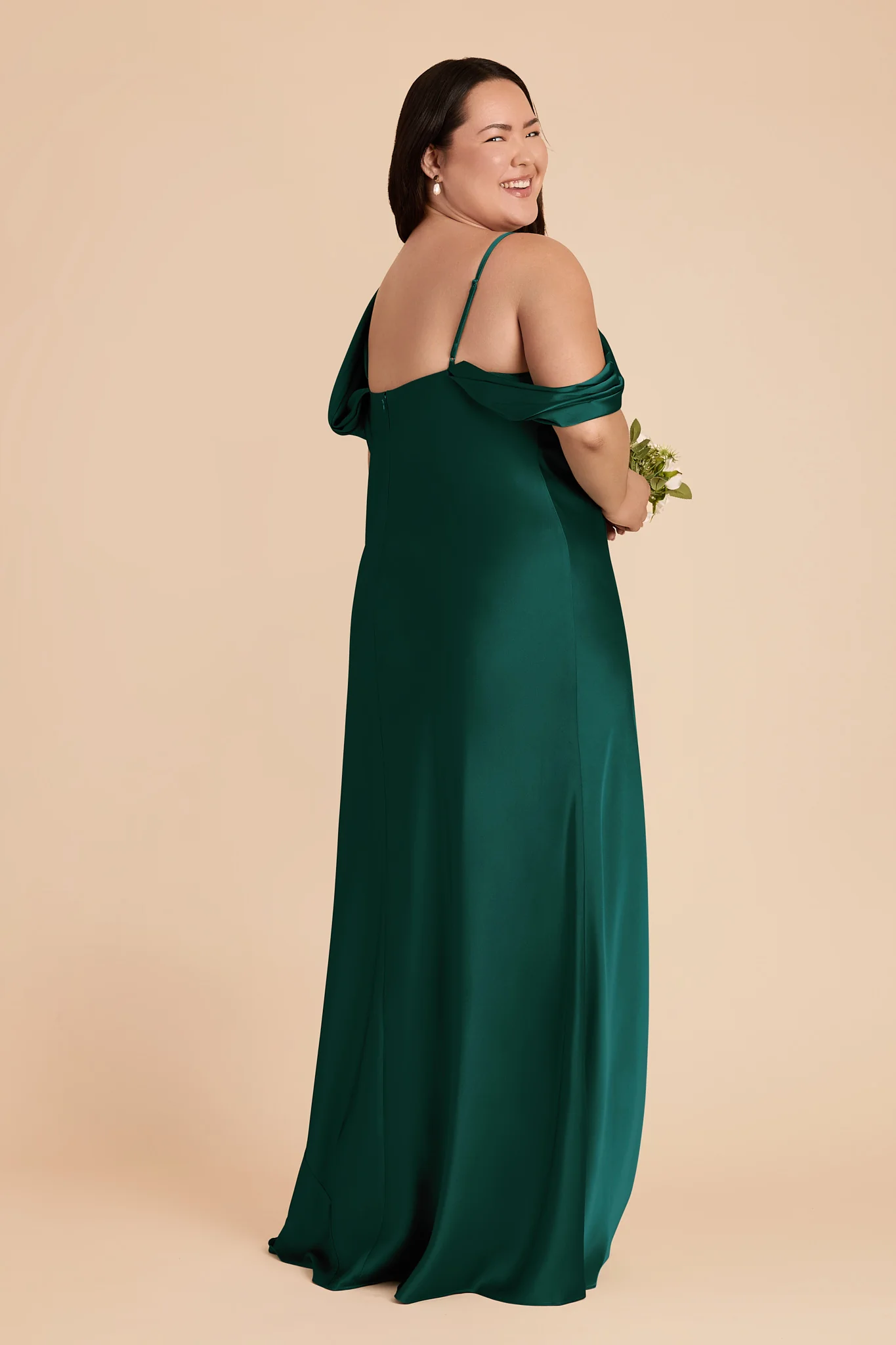 Freya Matte Satin Dress - Emerald - Image 6