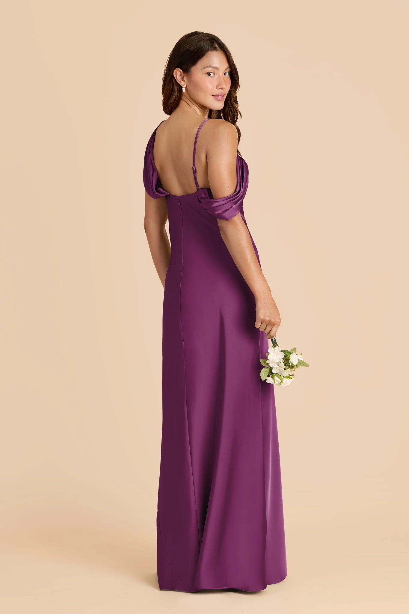 Freya Matte Satin Dress - Fig - Image 4