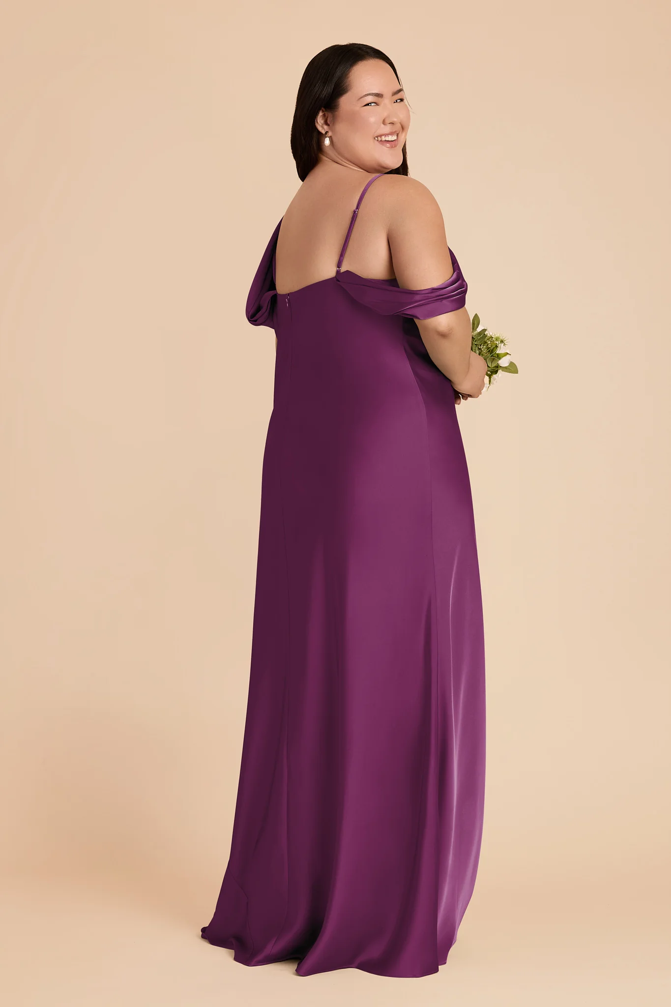Freya Matte Satin Dress - Fig - Image 6