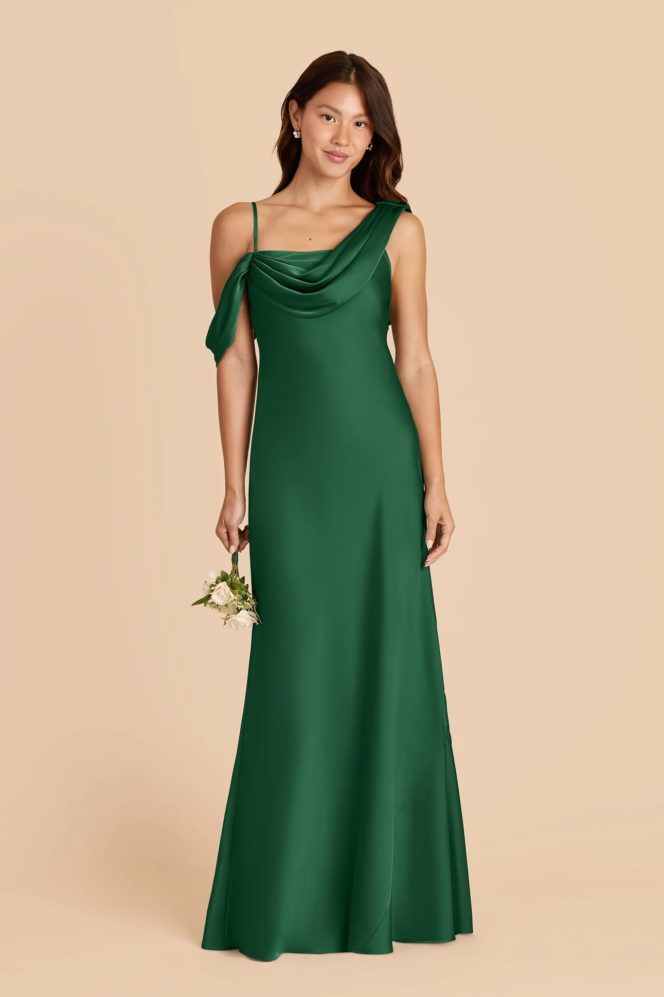 Freya Matte Satin Dress - Forest Green