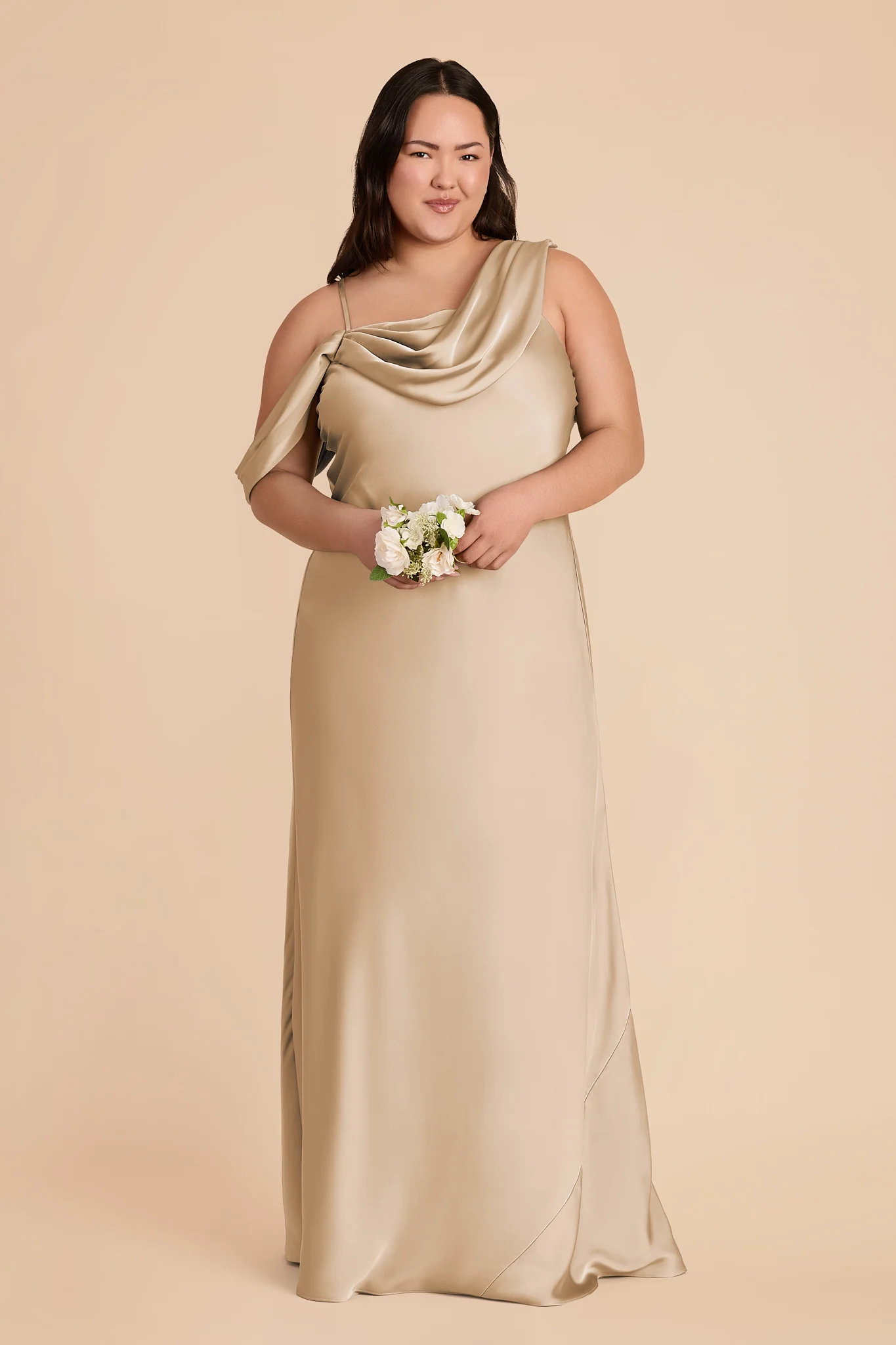 Freya Matte Satin Dress - Gold - Image 2