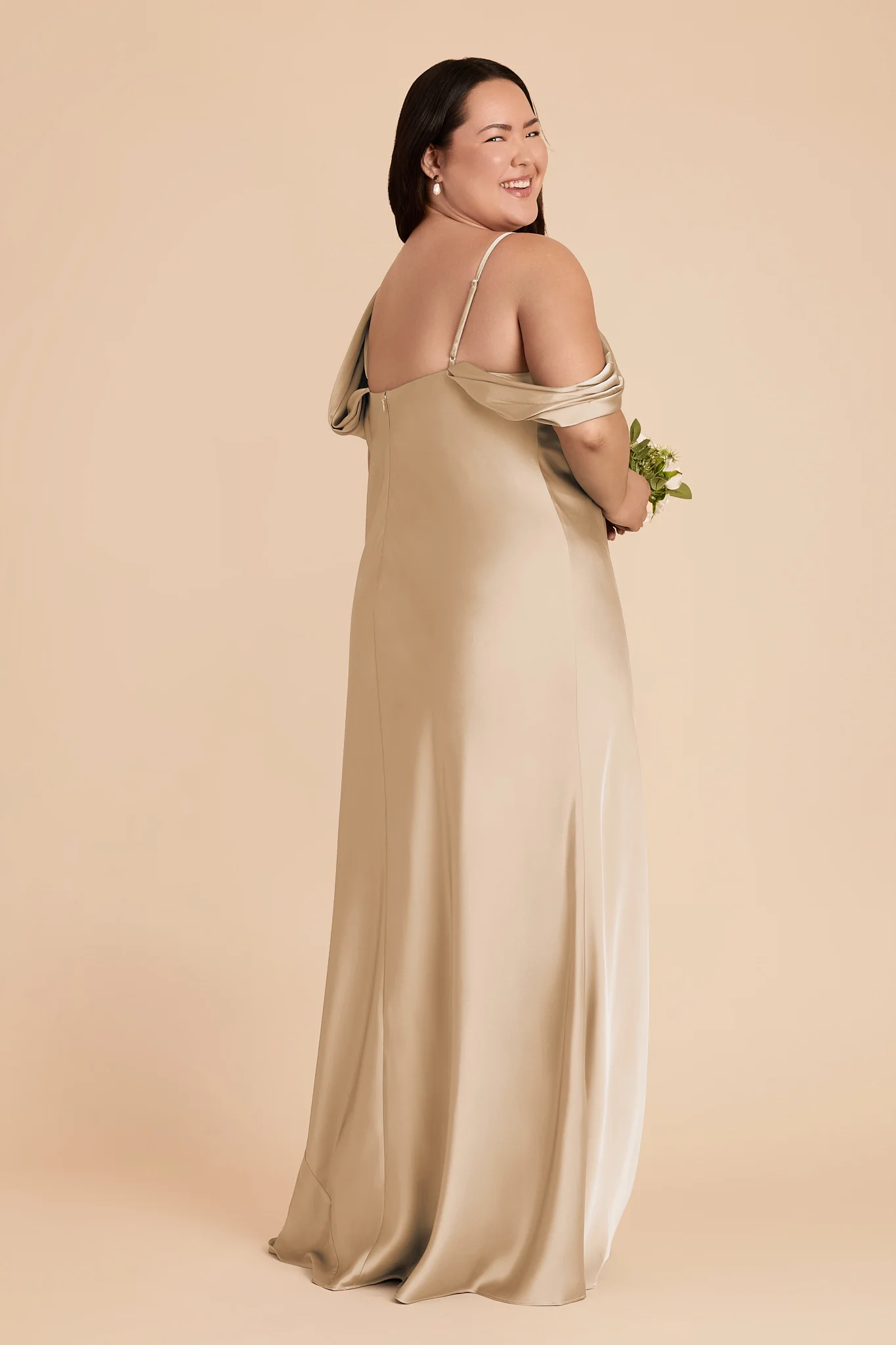 Freya Matte Satin Dress - Gold - Image 6