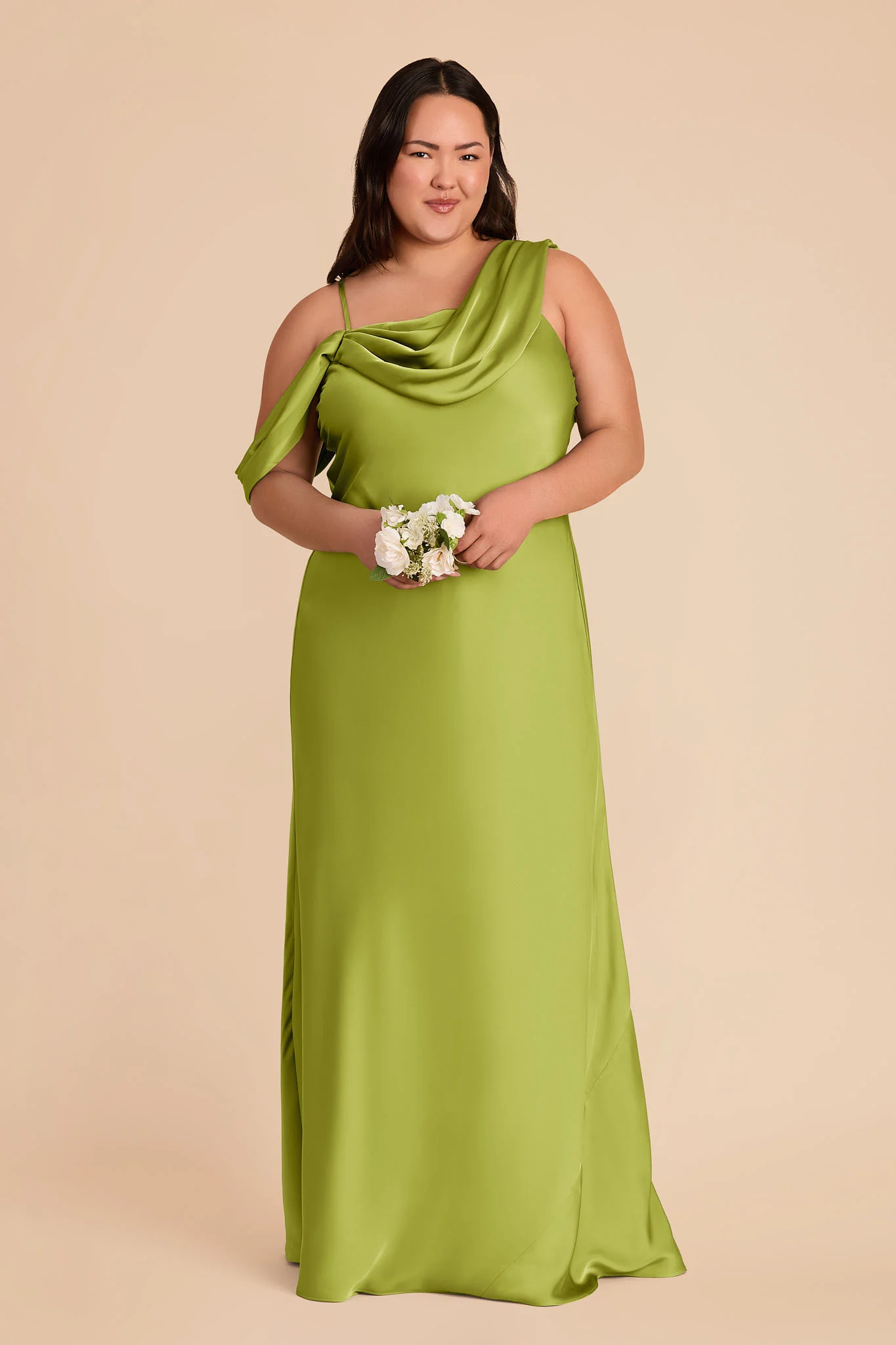 Freya Matte Satin Dress - Matcha - Image 2