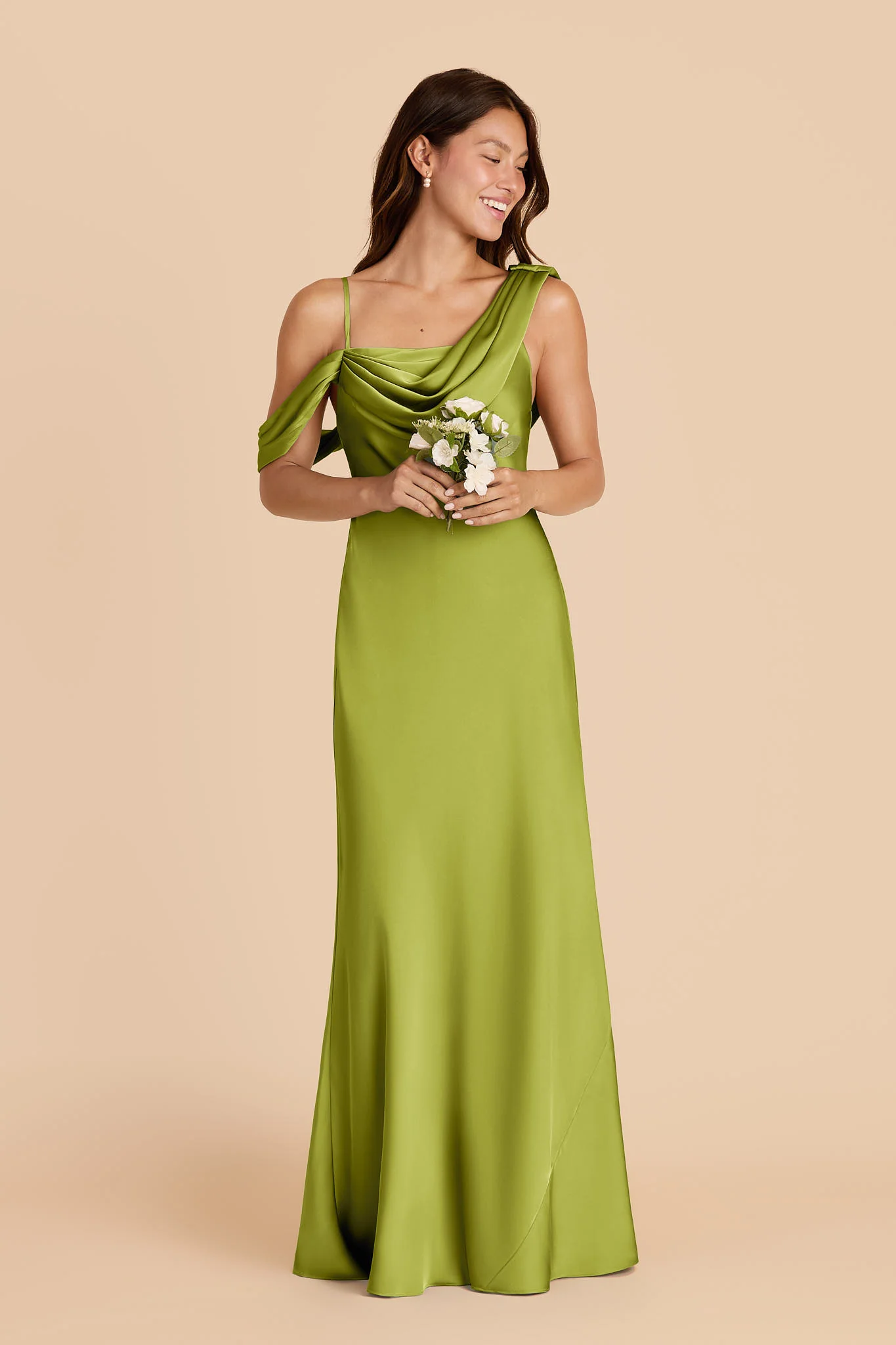 Freya Matte Satin Dress - Matcha - Image 3