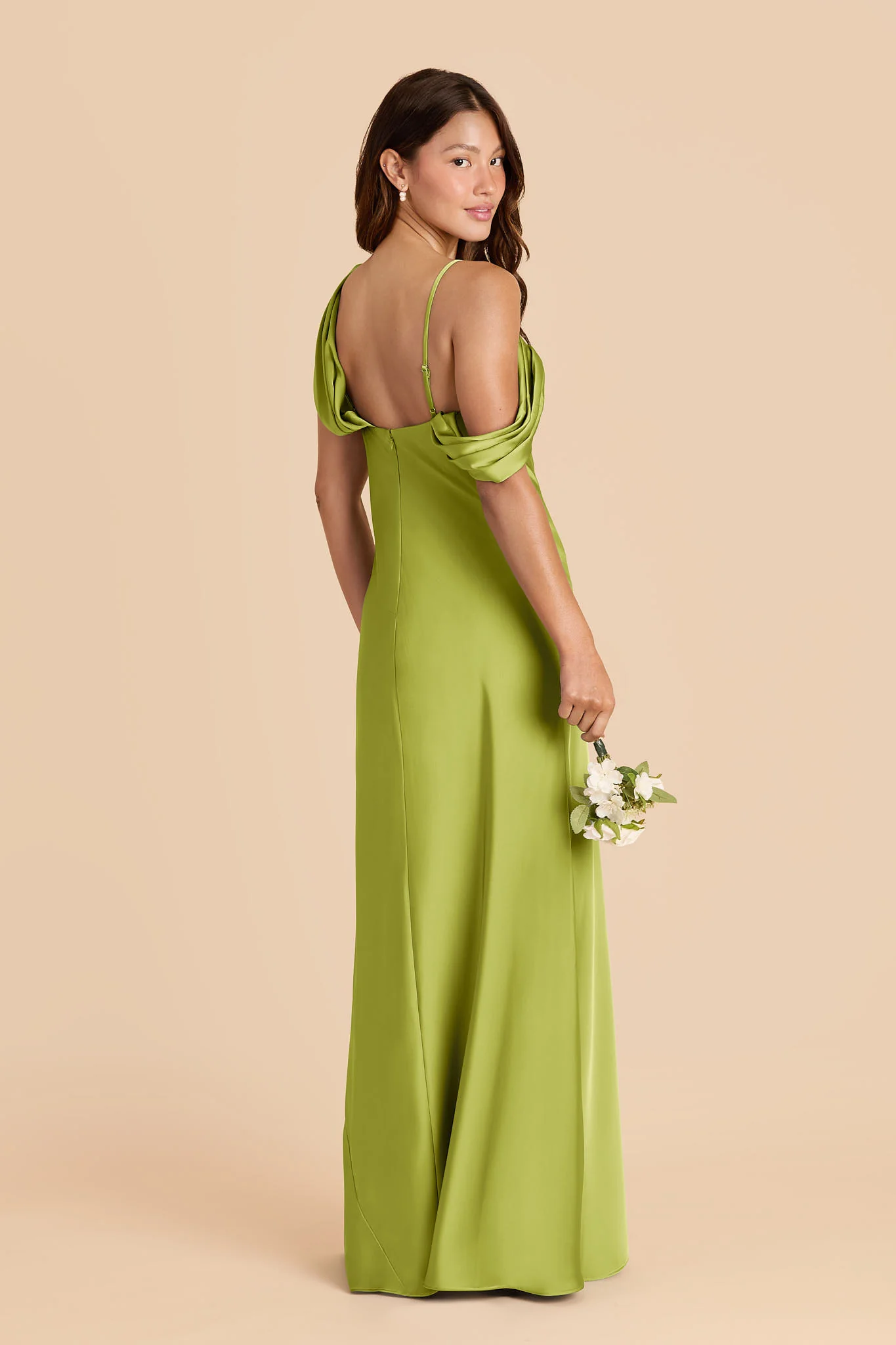 Freya Matte Satin Dress - Matcha - Image 4