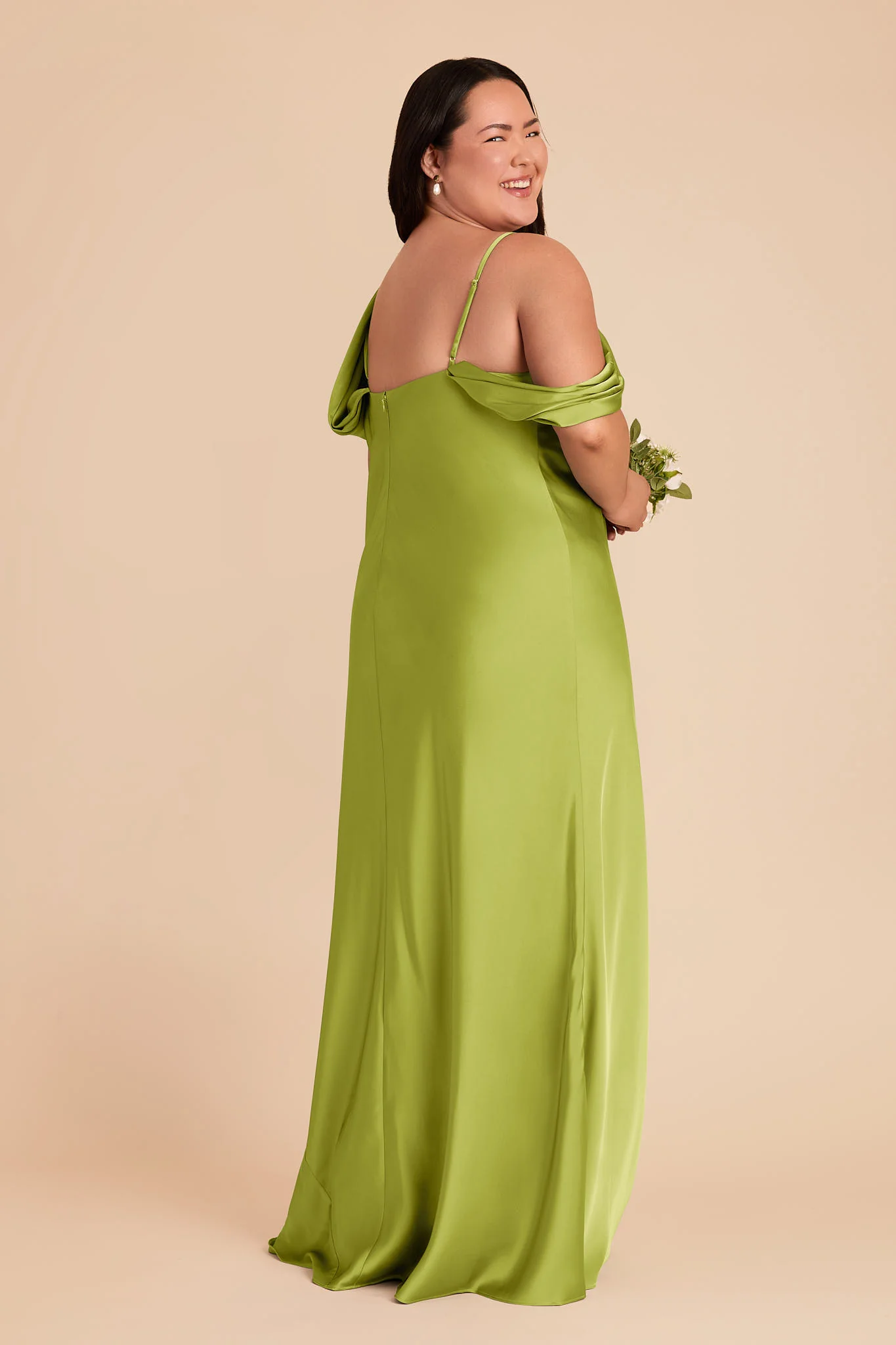 Freya Matte Satin Dress - Matcha - Image 6
