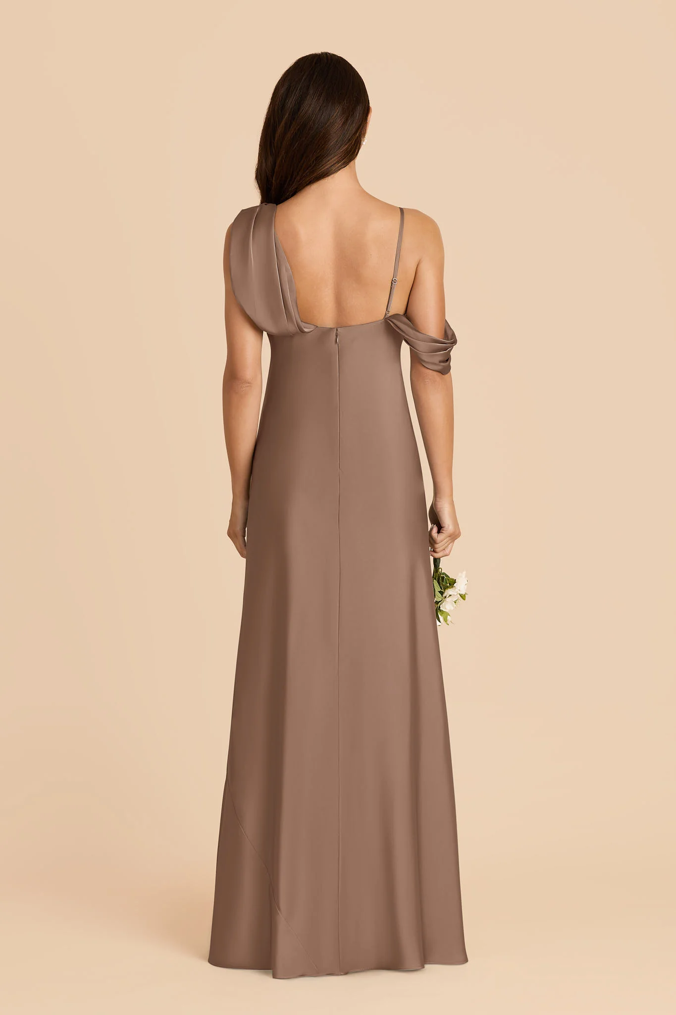 Freya Matte Satin Dress - Mocha - Image 5