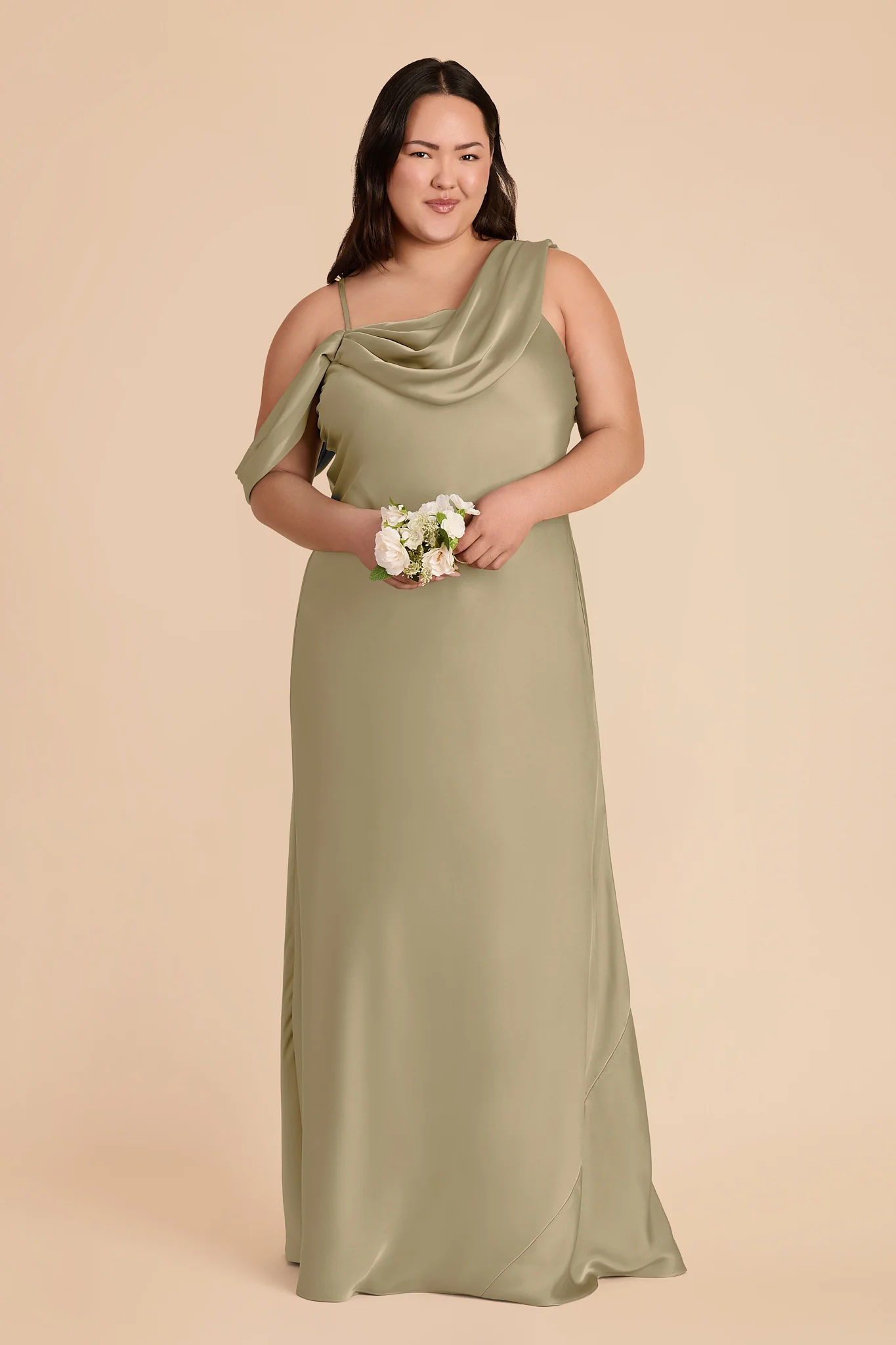 Freya Matte Satin Dress - Moss Green - Image 2