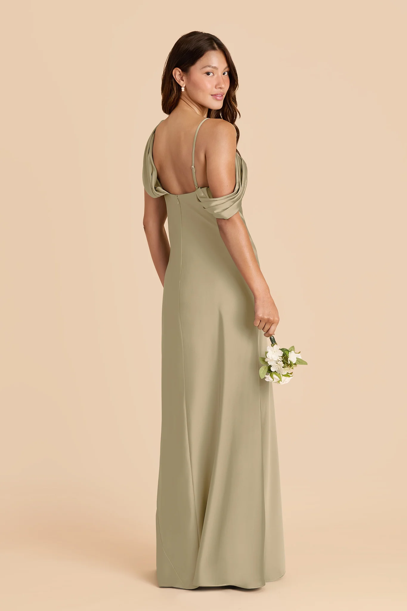 Freya Matte Satin Dress - Moss Green - Image 4