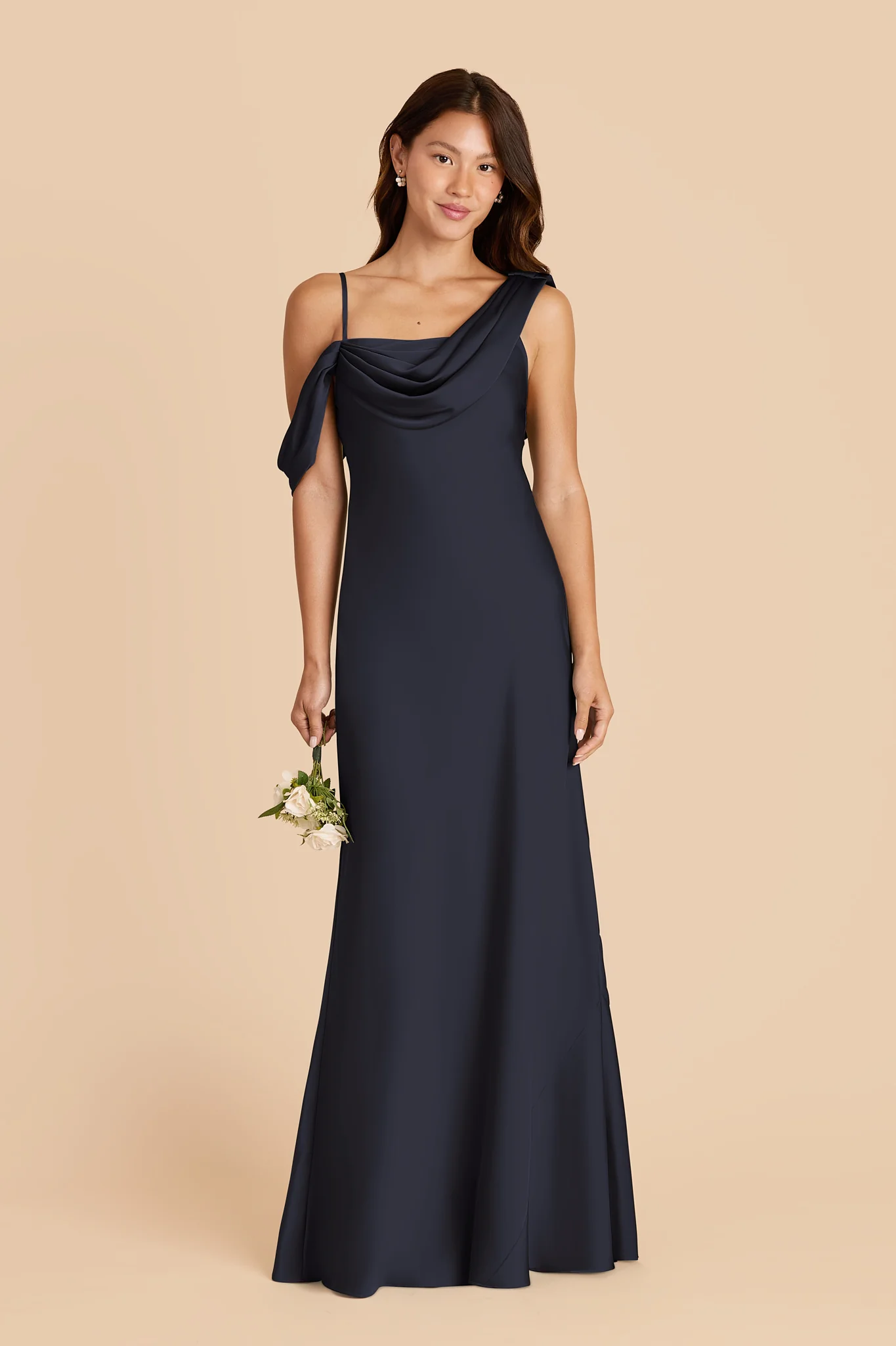 Freya Matte Satin Dress - Navy