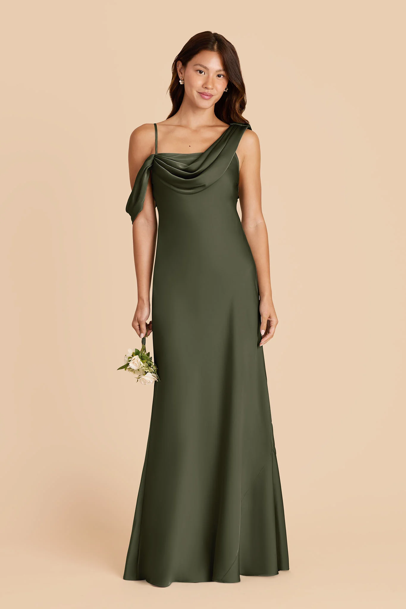 Freya Matte Satin Dress - Olive