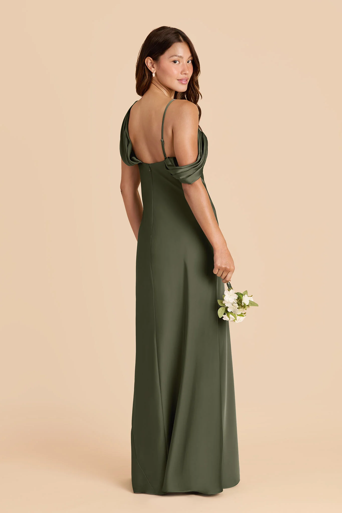 Freya Matte Satin Dress - Olive - Image 3