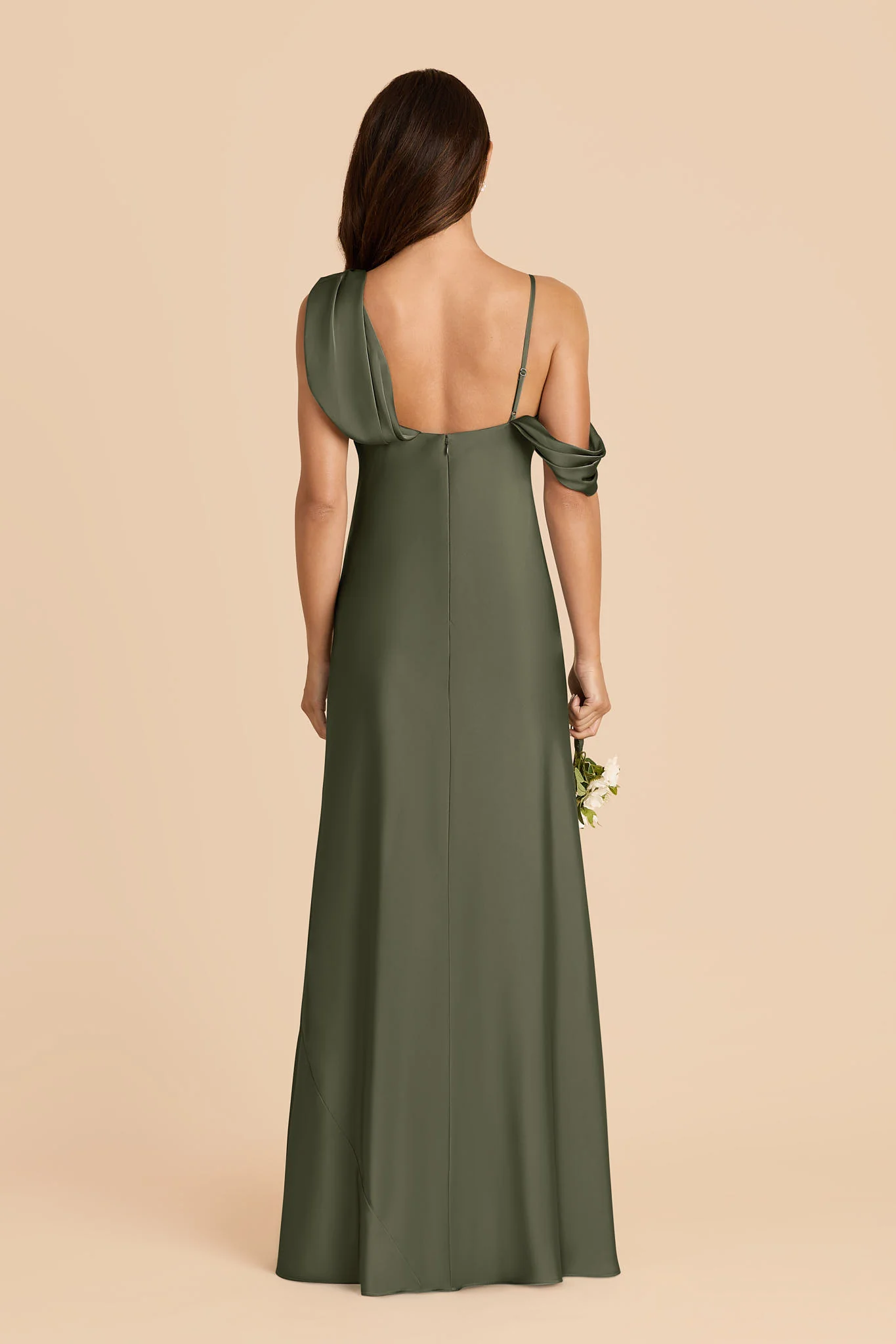Freya Matte Satin Dress - Olive - Image 4