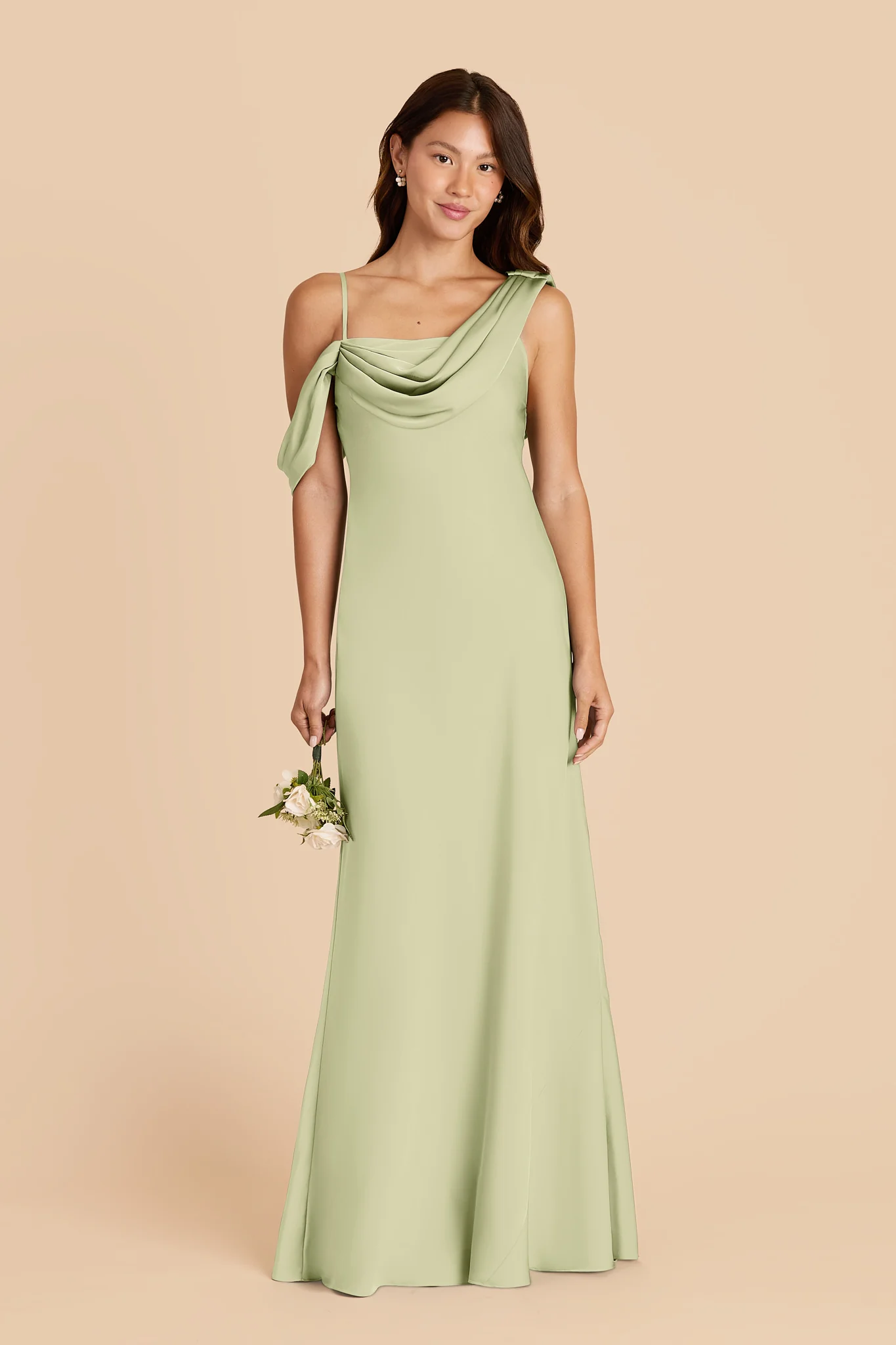Freya Matte Satin Dress - Pale Pistachio