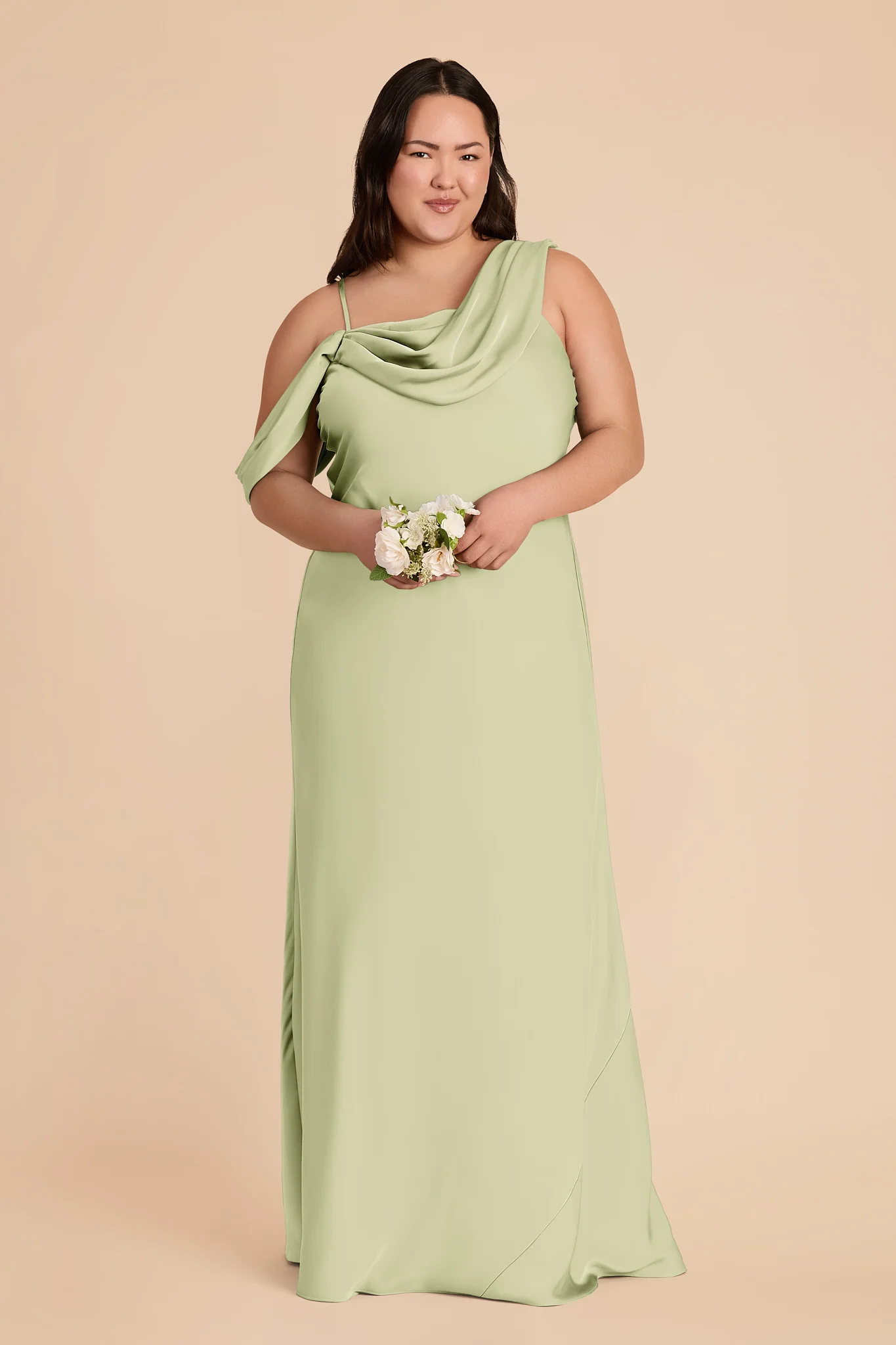 Freya Matte Satin Dress - Pale Pistachio - Image 2