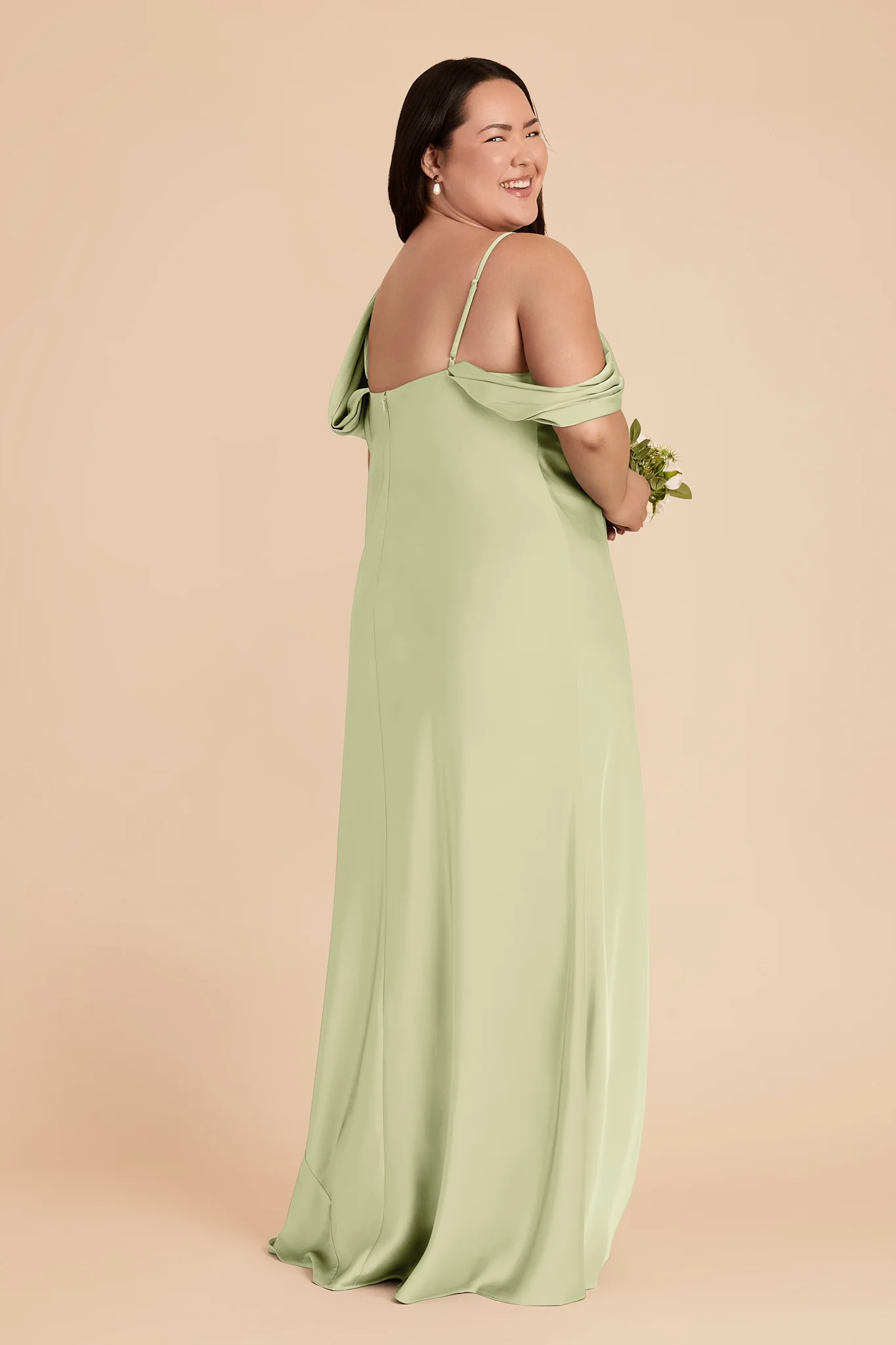 Freya Matte Satin Dress - Pale Pistachio - Image 6