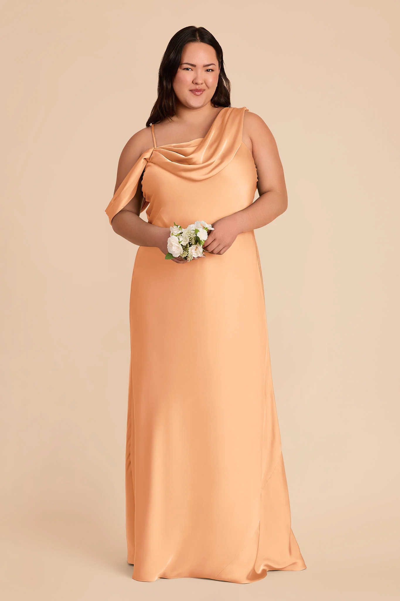 Freya Matte Satin Dress - Peach - Image 2