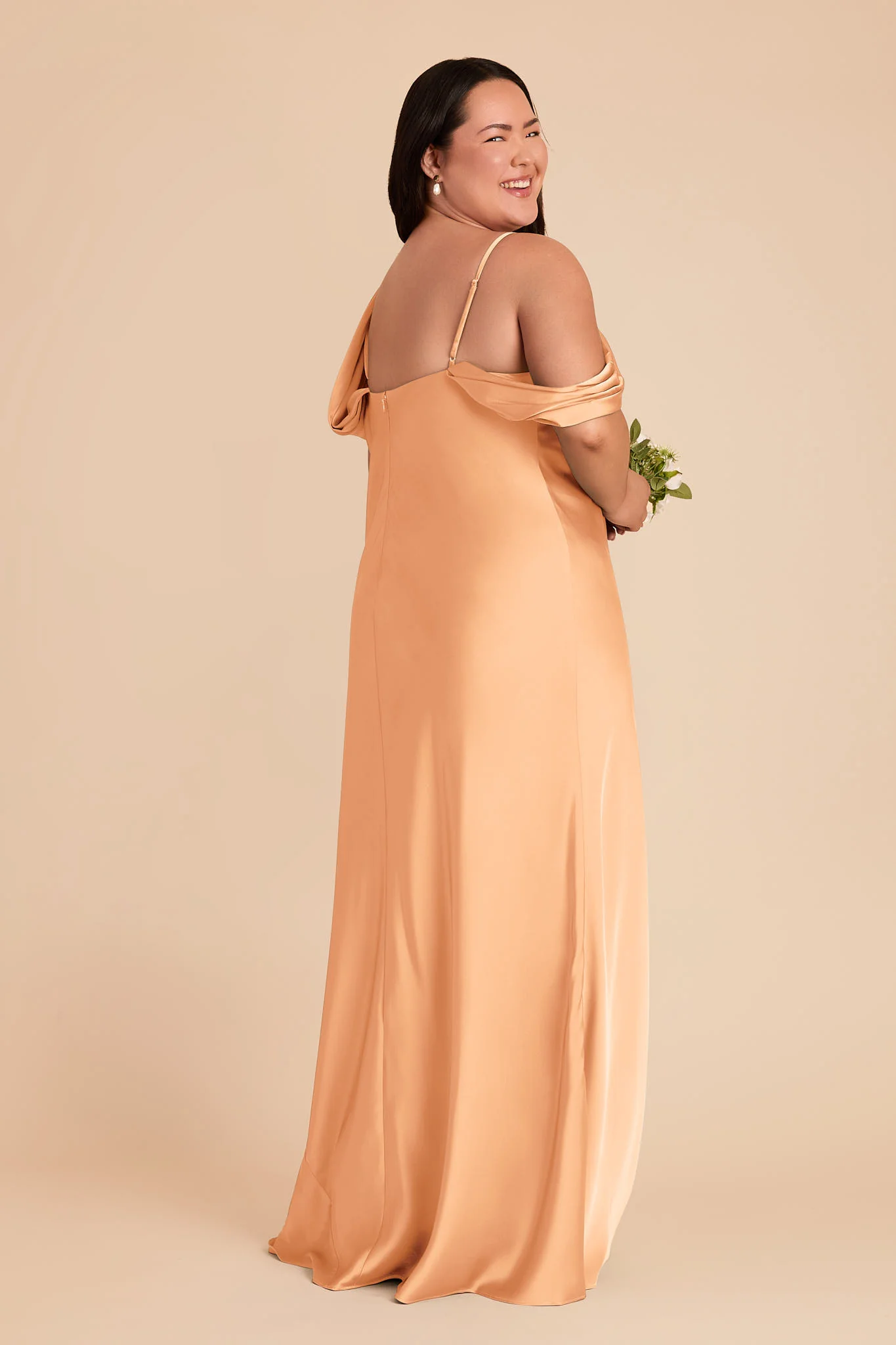 Freya Matte Satin Dress - Peach - Image 6