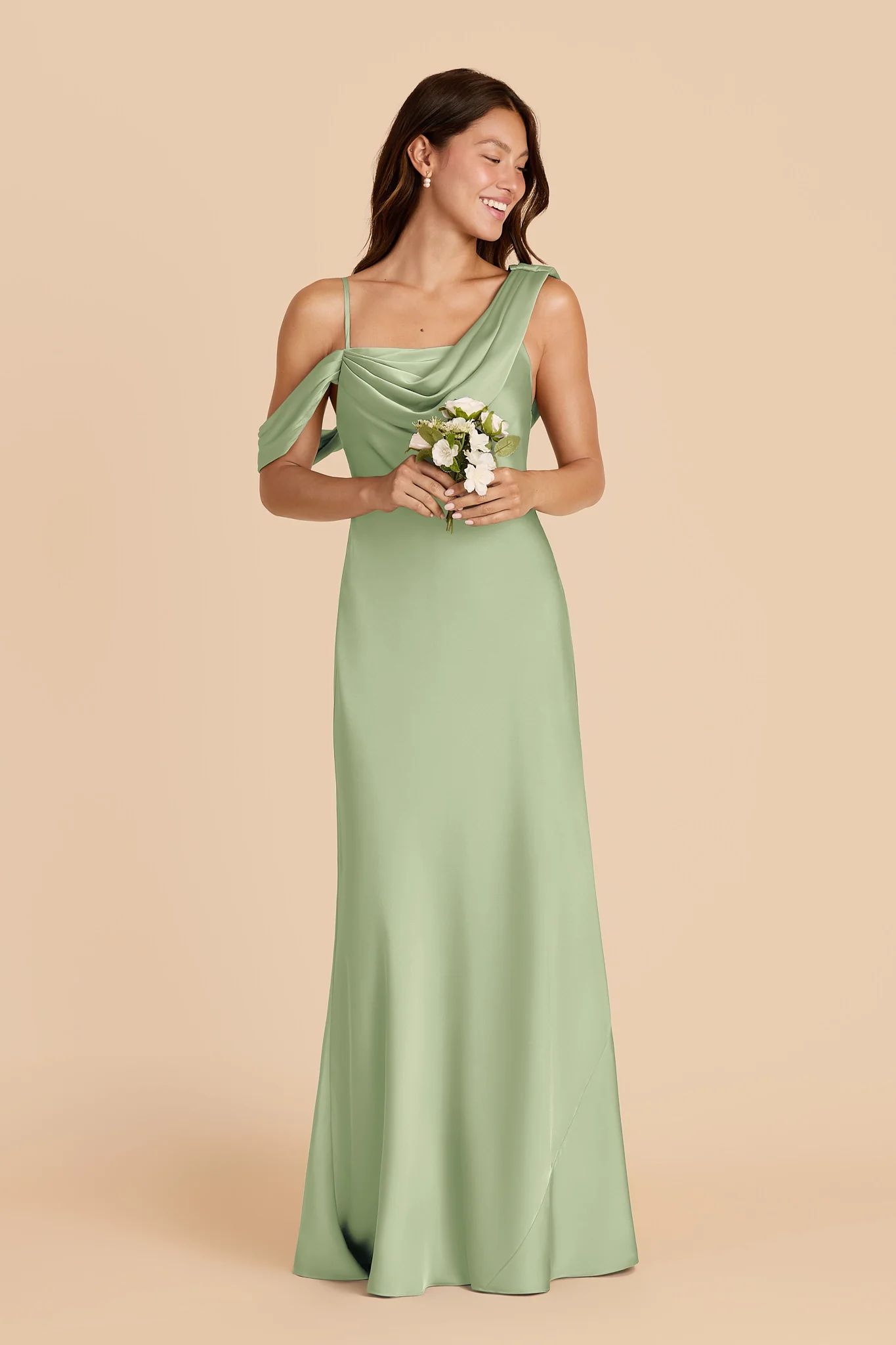 Freya Matte Satin Dress - Pistachio - Image 3