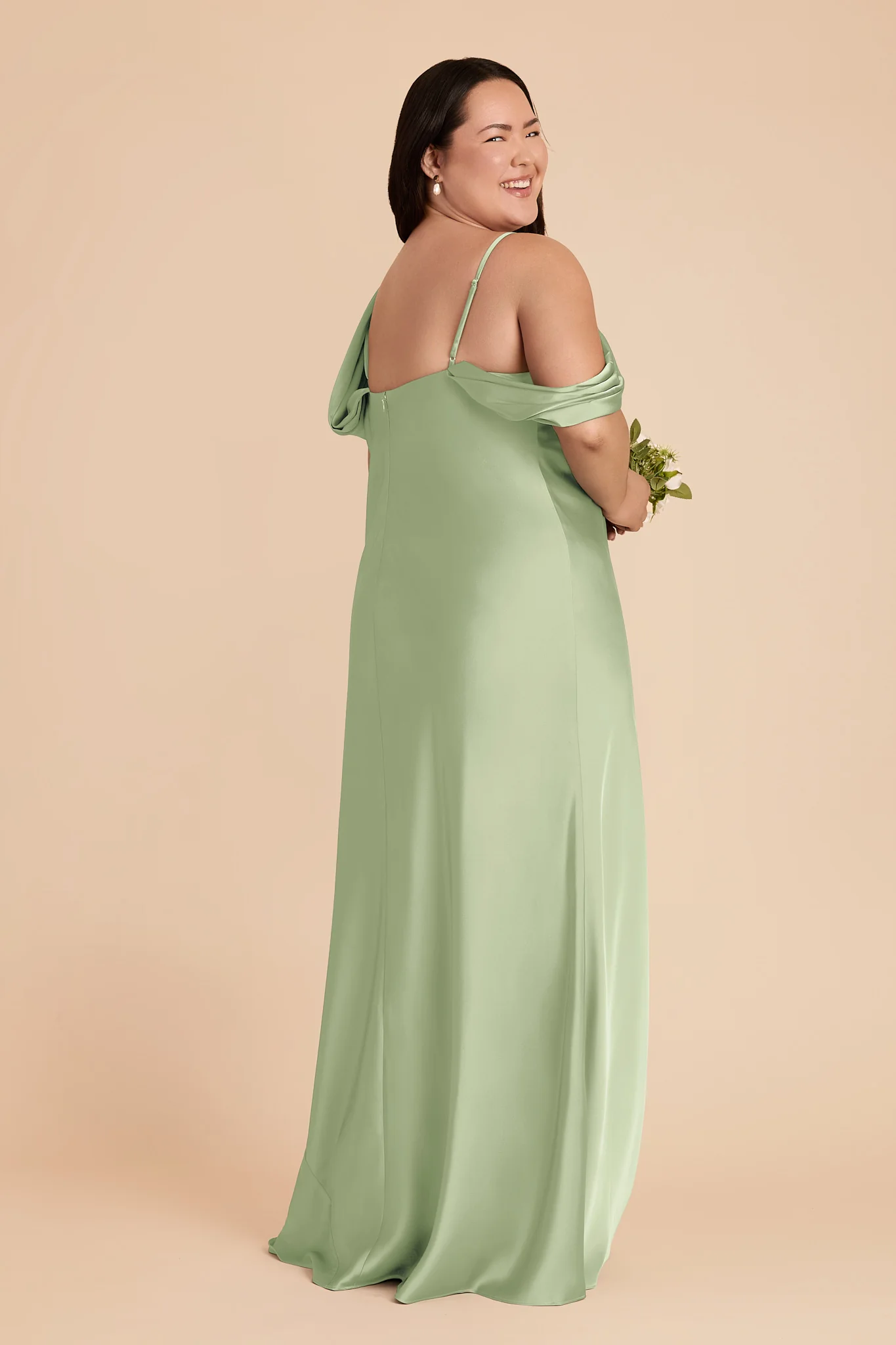Freya Matte Satin Dress - Pistachio - Image 6