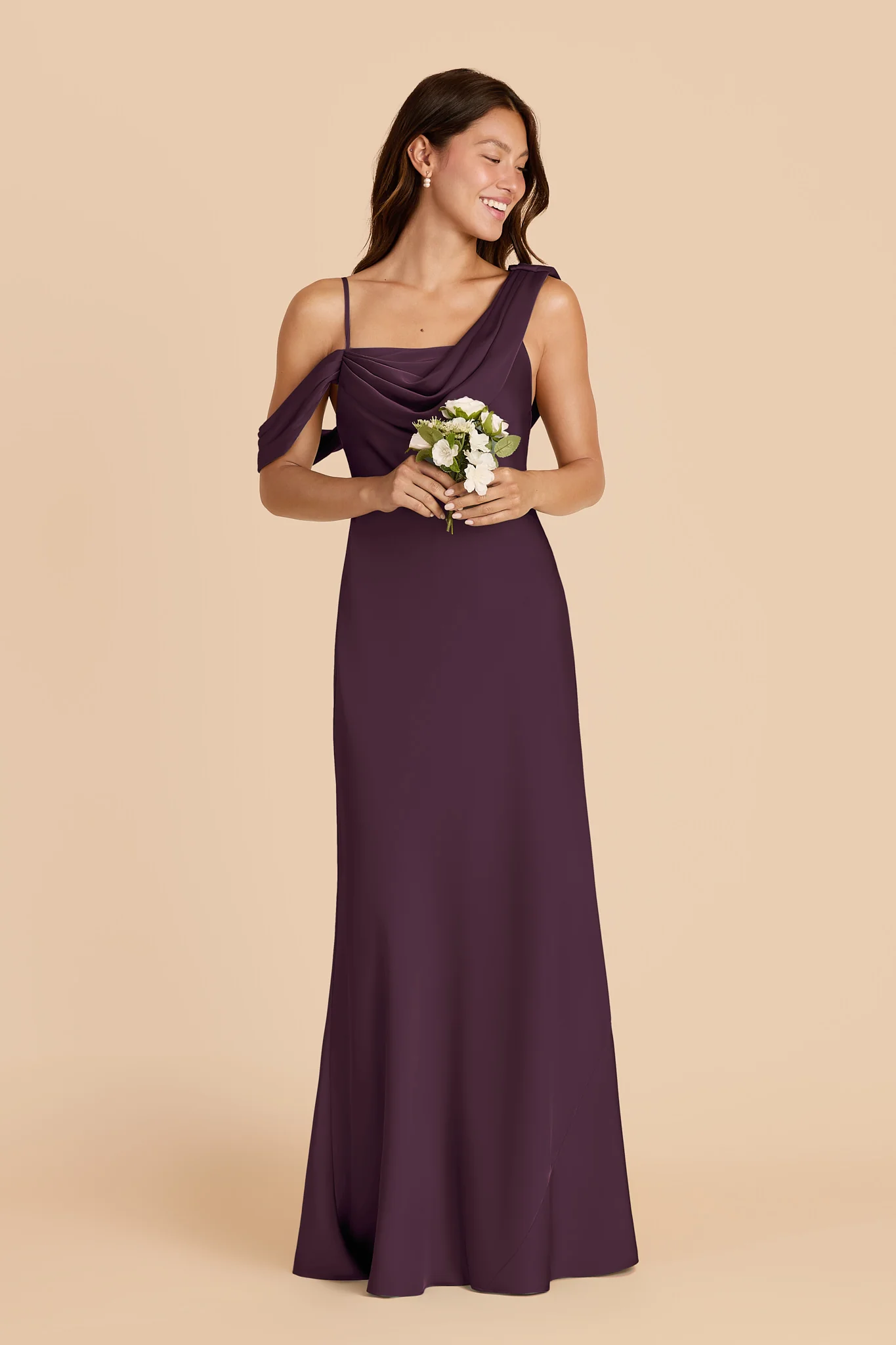 Freya Matte Satin Dress - Plum - Image 3