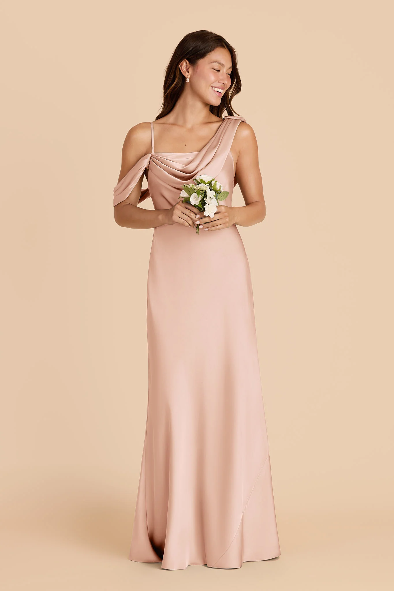 Freya Matte Satin Dress - Rose Gold