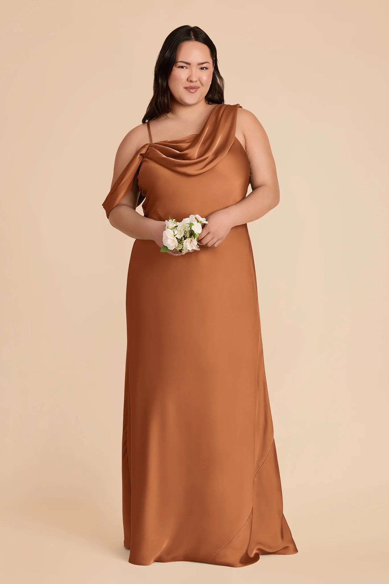 Freya Matte Satin Dress - Rust - Image 2
