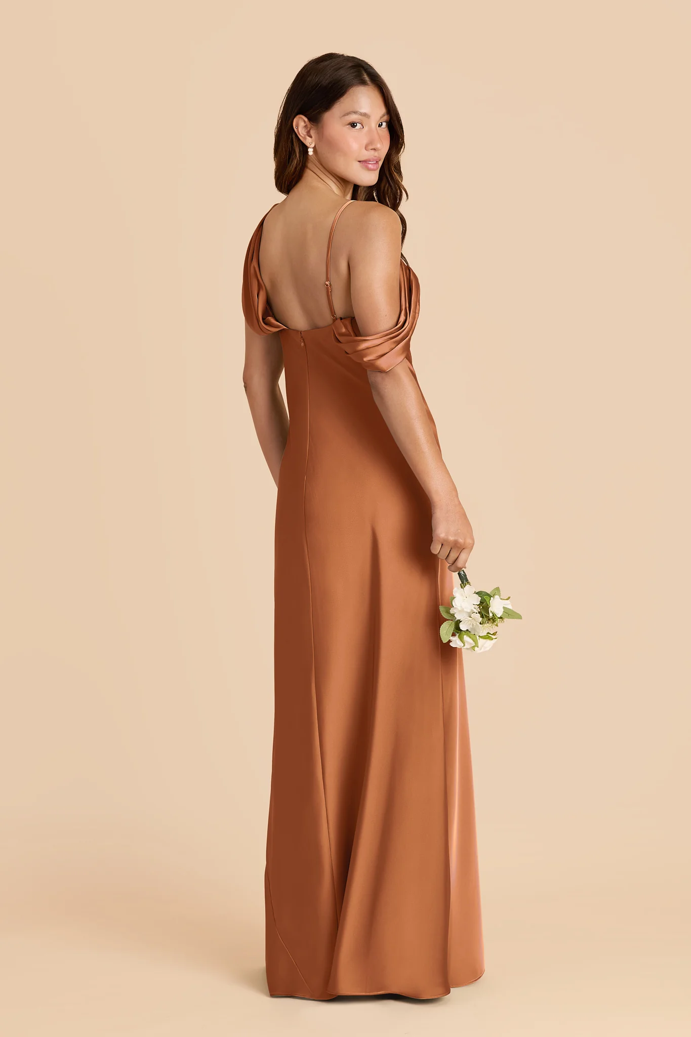Freya Matte Satin Dress - Rust - Image 4